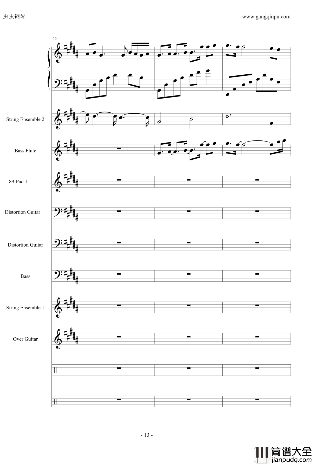 亡灵序曲钢琴谱_总谱_魔兽争霸