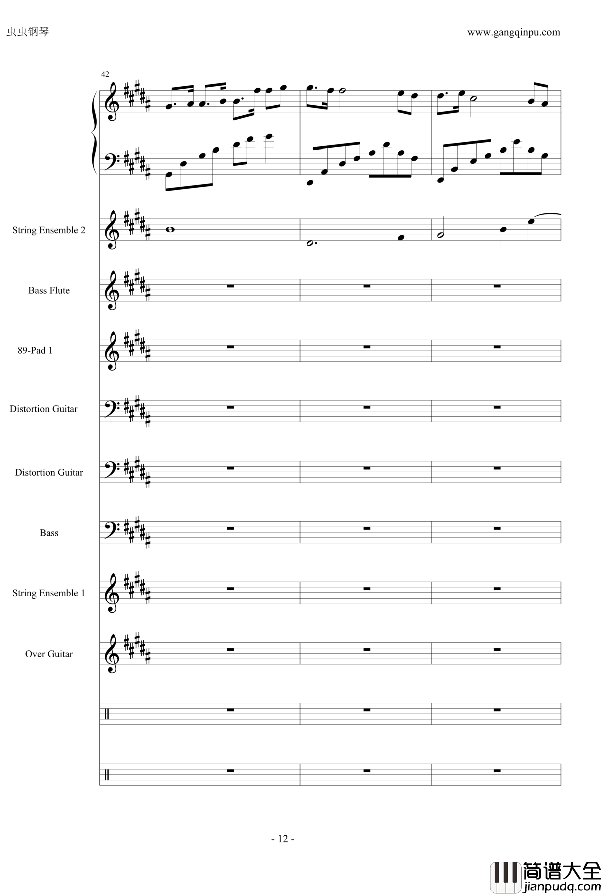 亡灵序曲钢琴谱_总谱_魔兽争霸