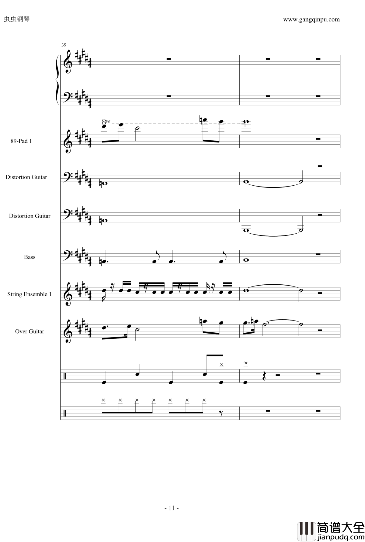 亡灵序曲钢琴谱_总谱_魔兽争霸