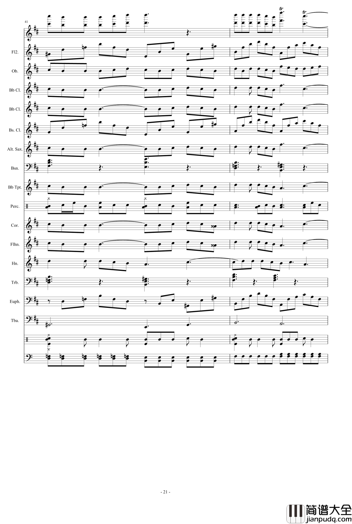 浮夸钢琴谱_管乐总谱_陈奕迅