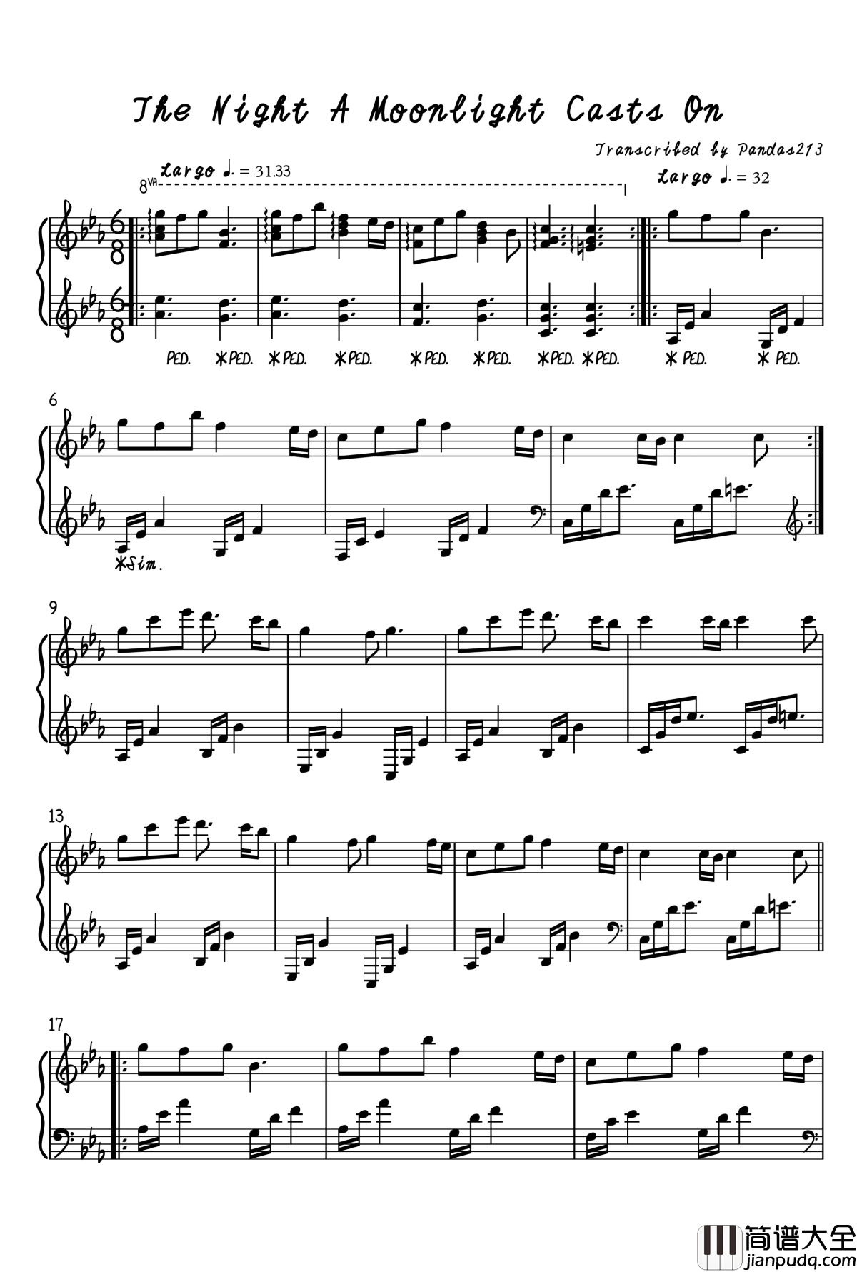 The_Night_A_Moonlight_Casts_On钢琴谱_JULY