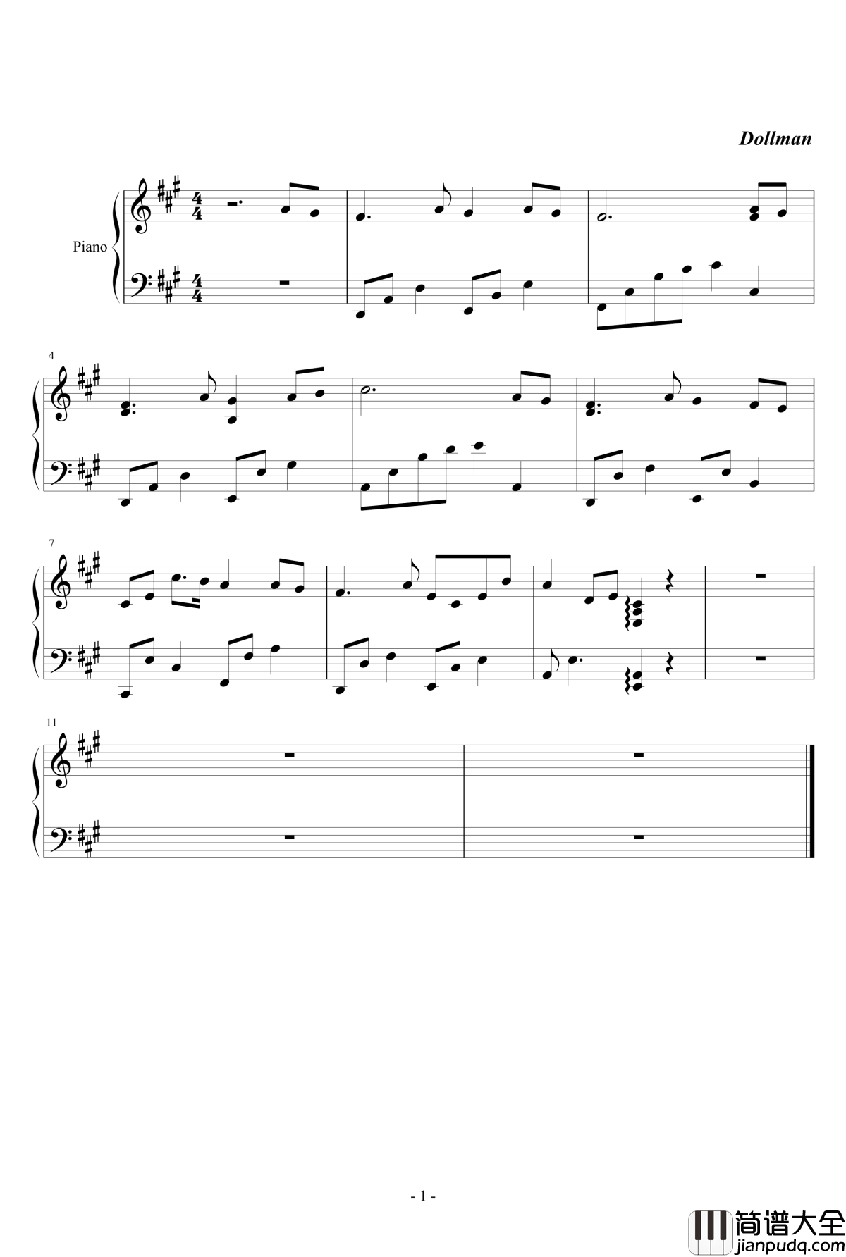 为我校编制的午读预备音钢琴谱_Dollman