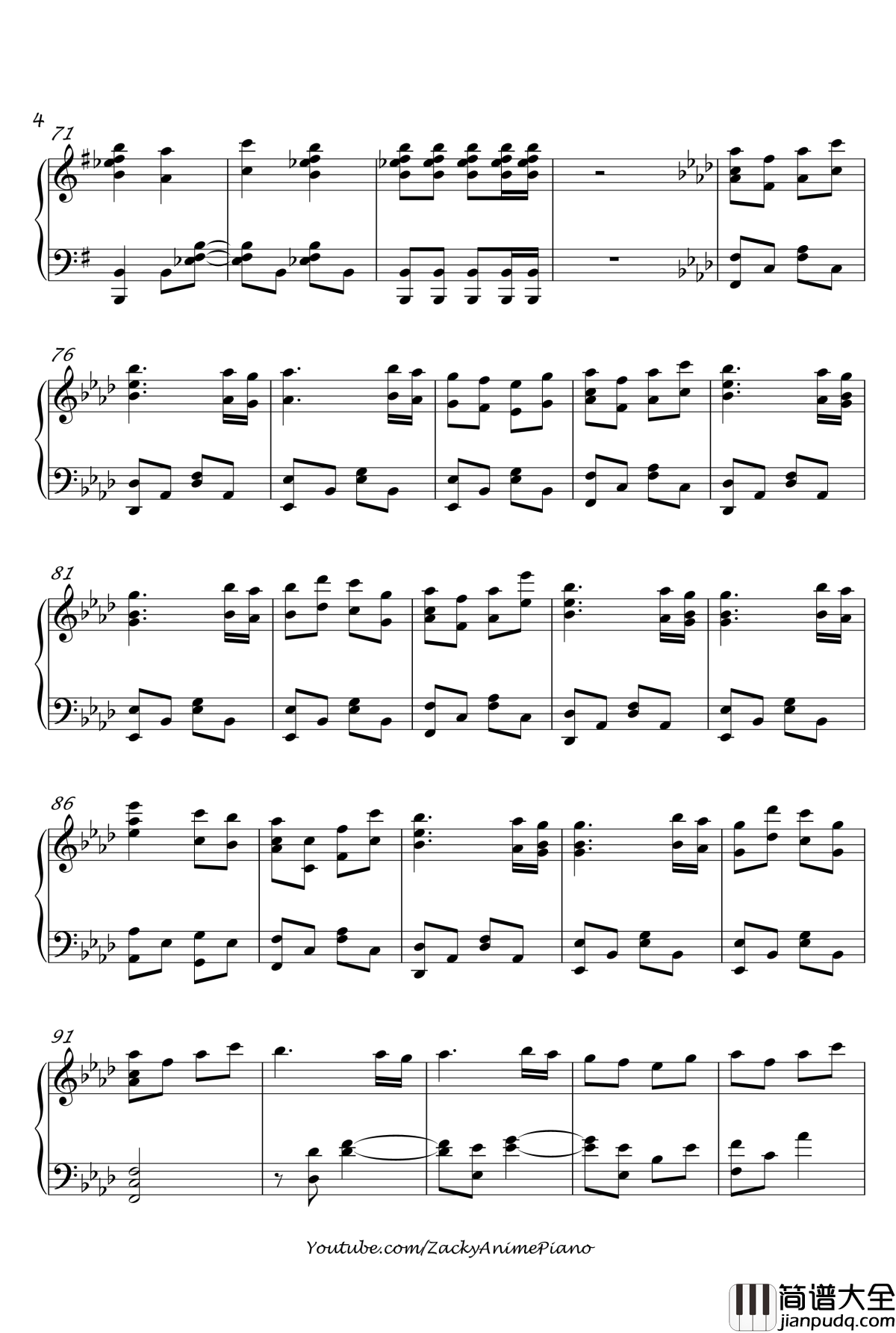 Next_to_You钢琴谱_Zacky_寄生兽OST