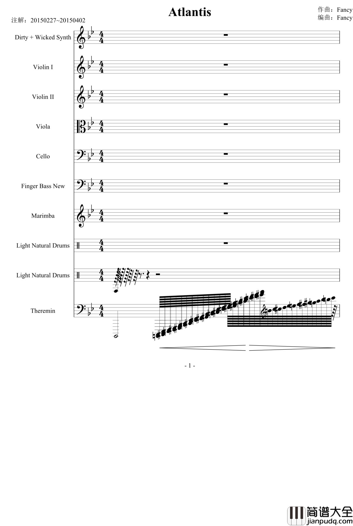 Atlantis钢琴谱_1154105477