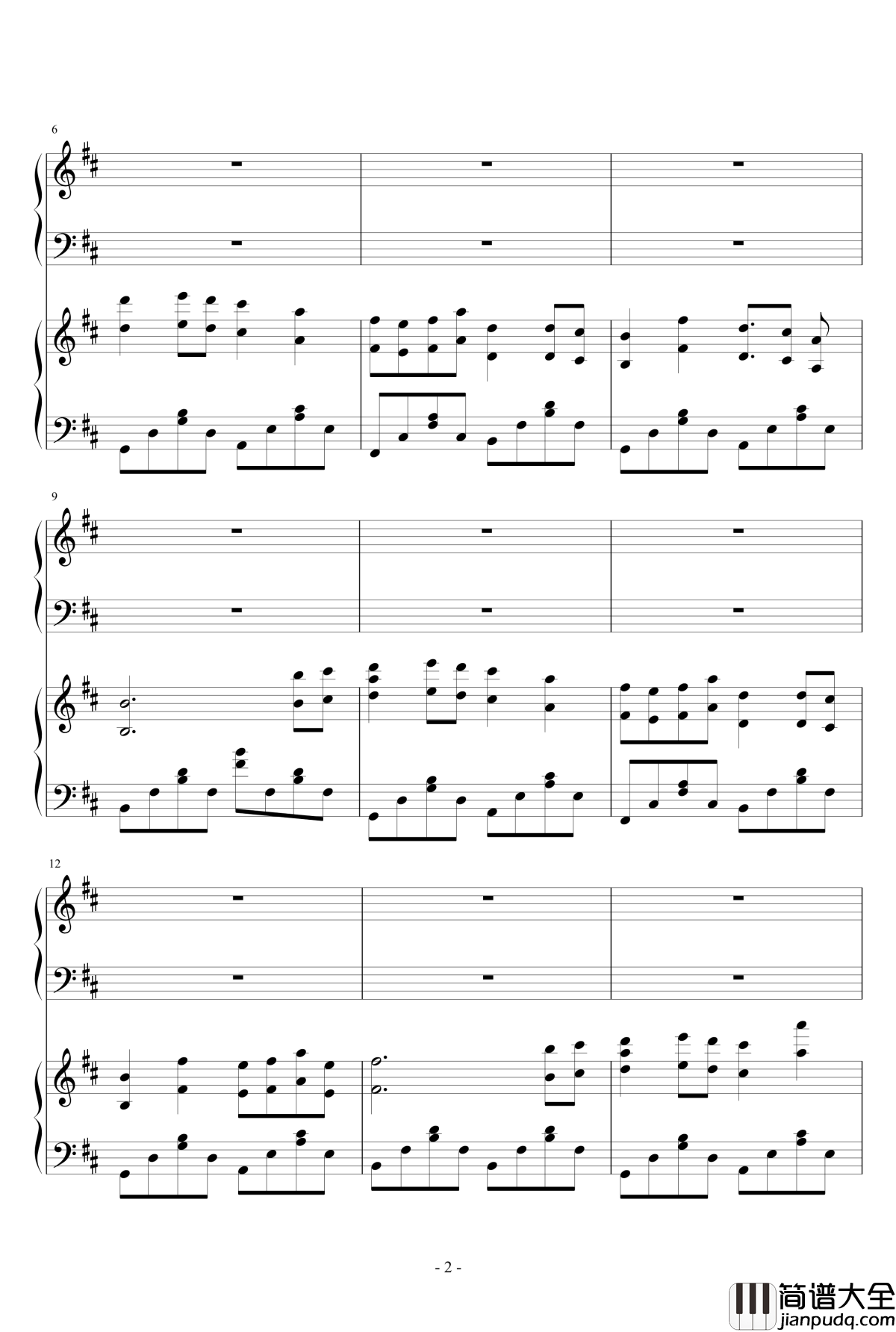 除夕之花火钢琴谱_瑜乐星