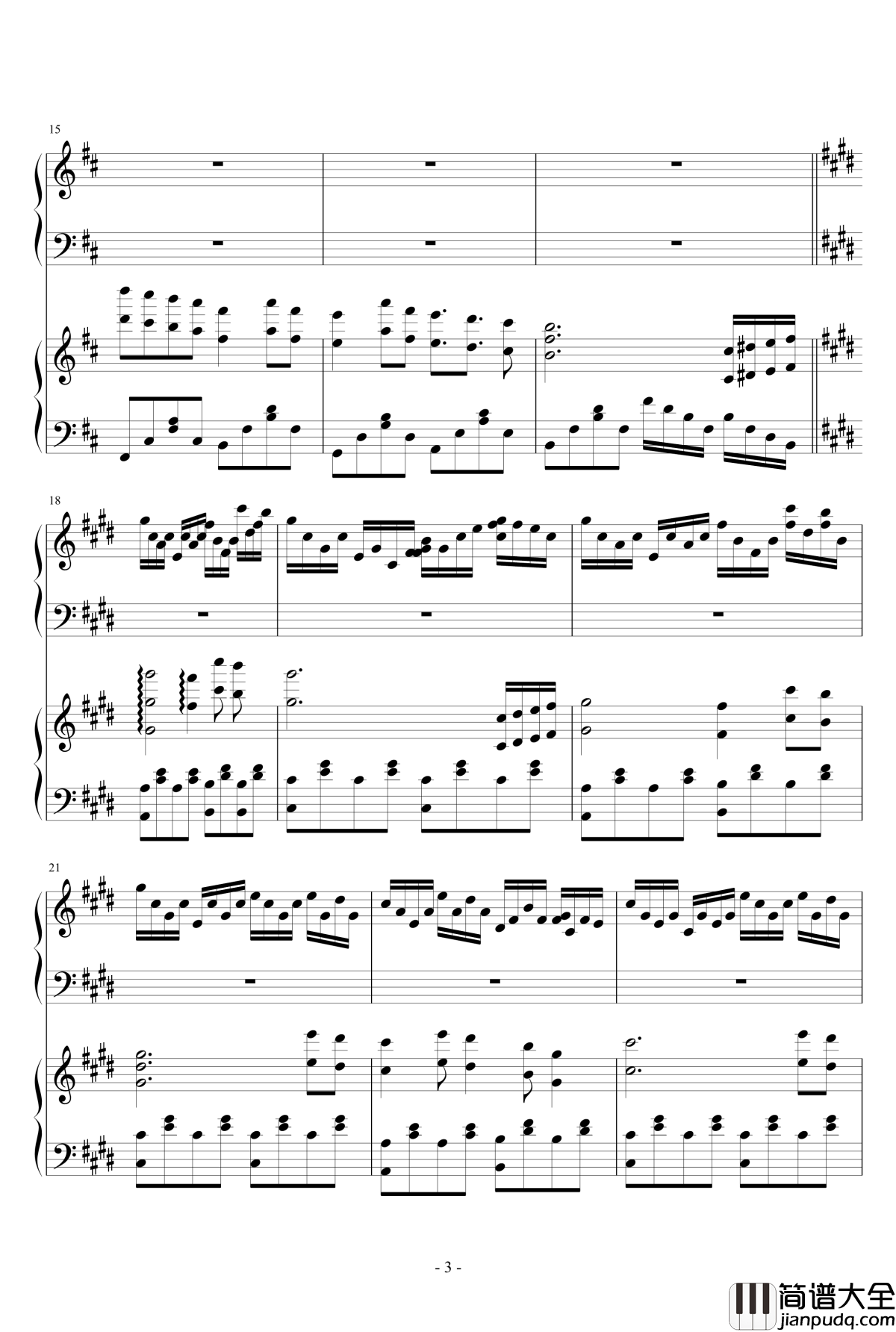 除夕之花火钢琴谱_瑜乐星