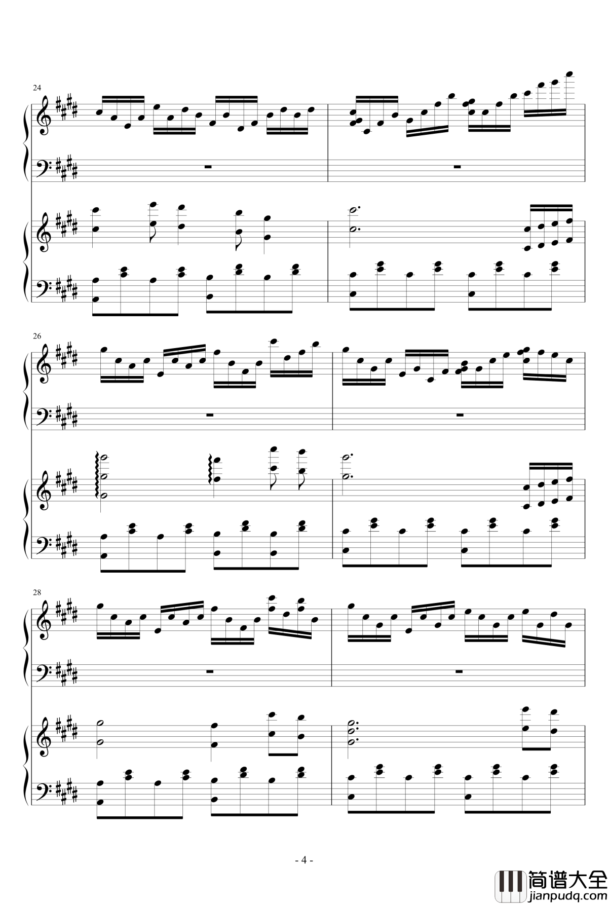 除夕之花火钢琴谱_瑜乐星