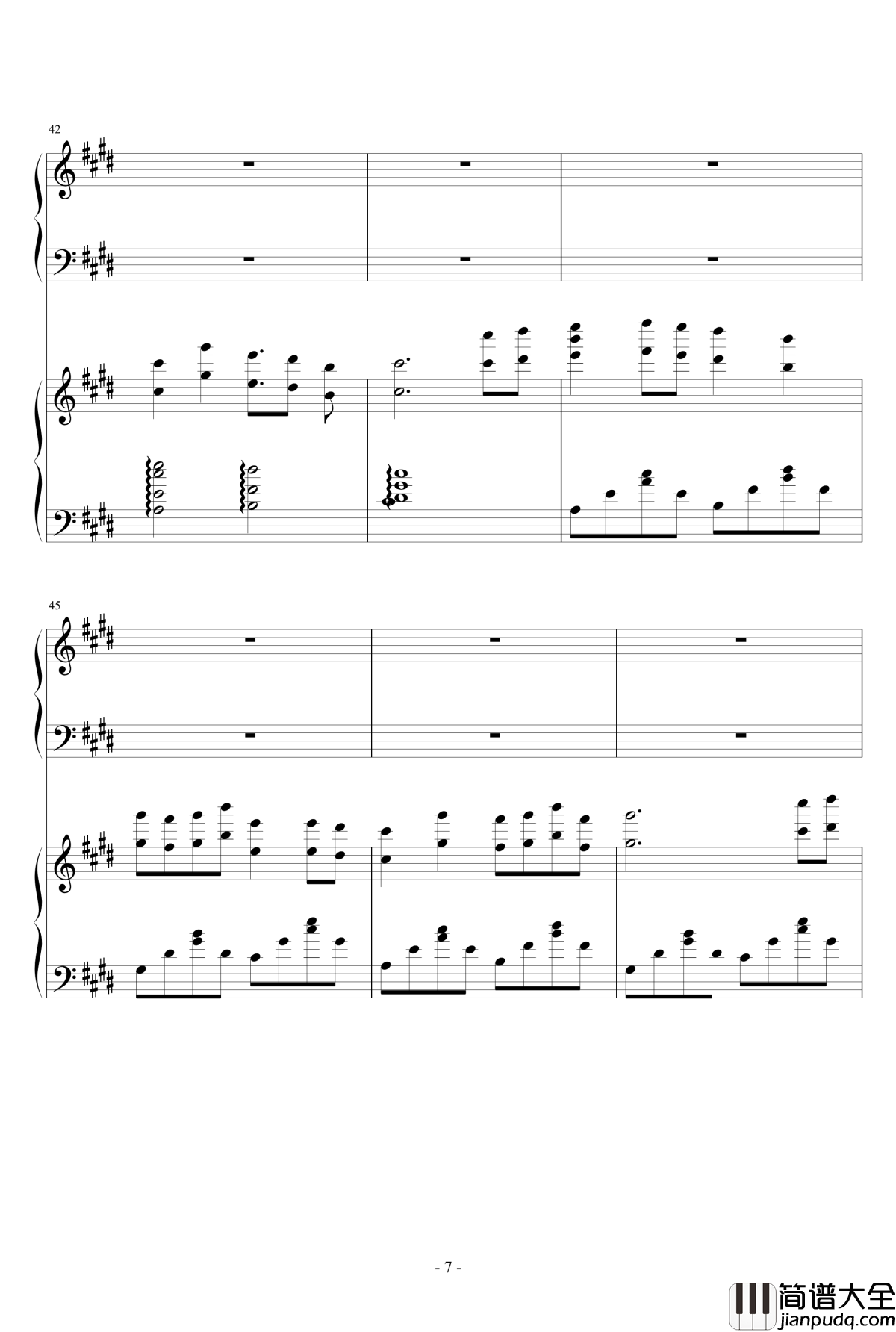 除夕之花火钢琴谱_瑜乐星