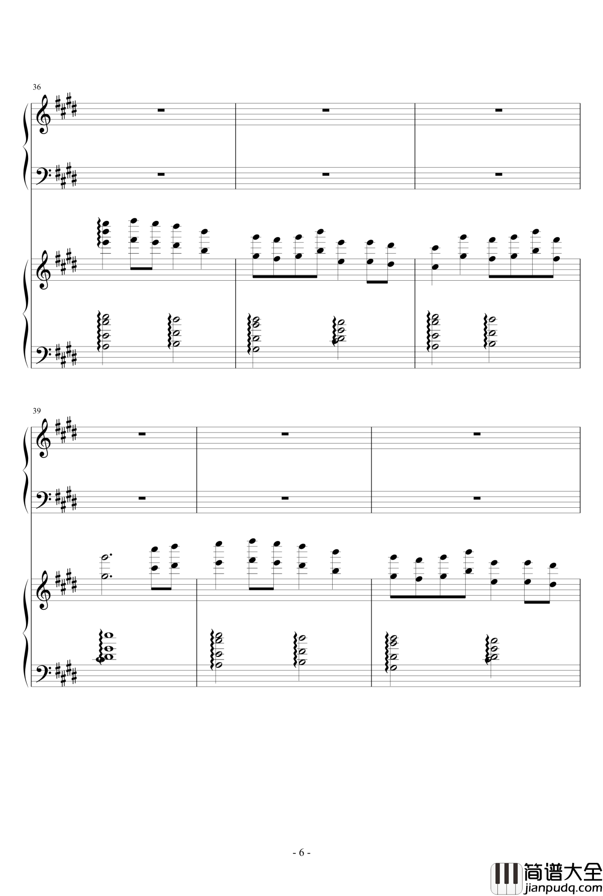 除夕之花火钢琴谱_瑜乐星