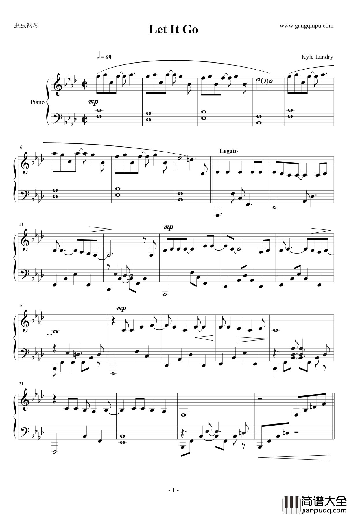 Let_it_go钢琴谱_完美感情100%_Kyle_Landry