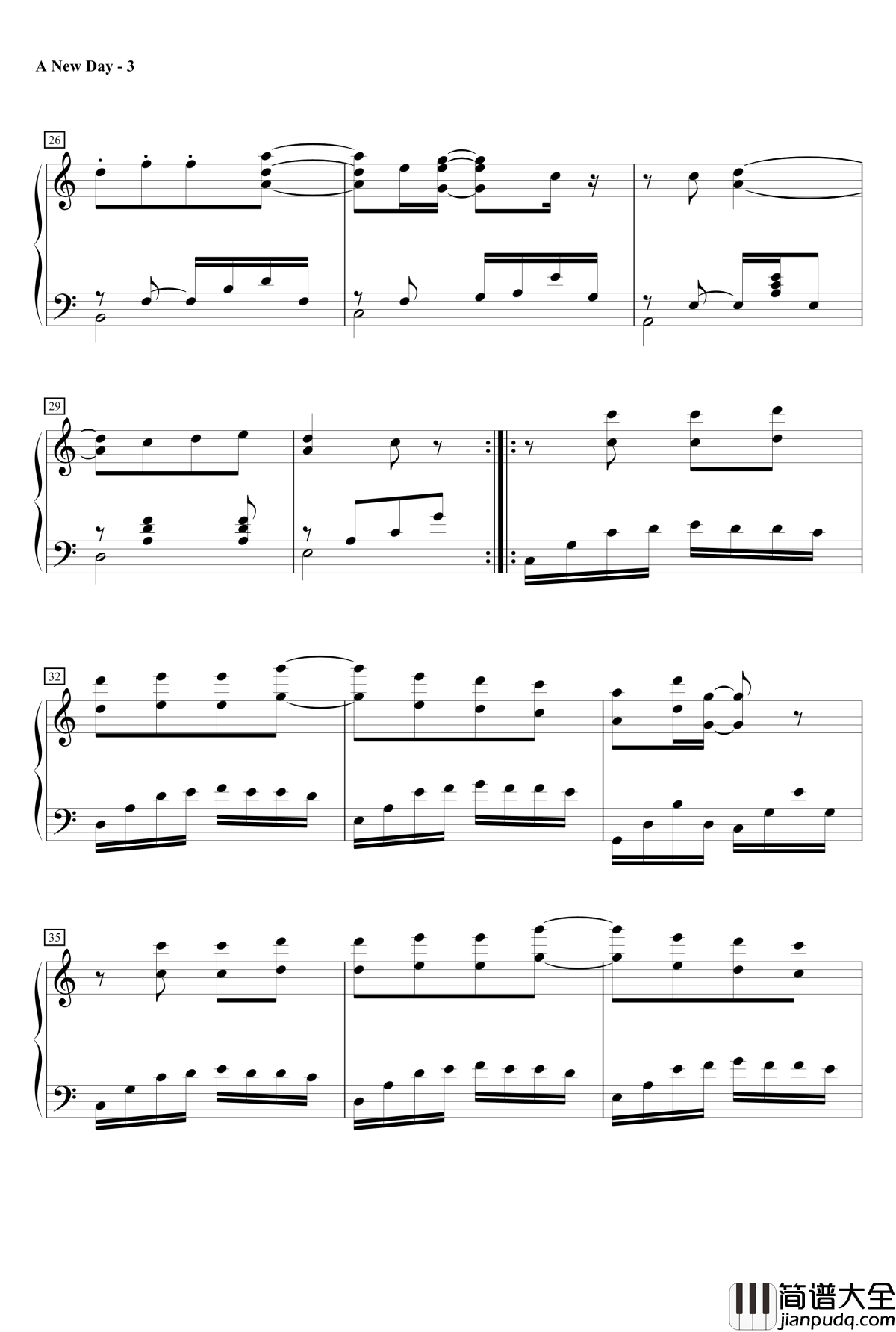 新的一天钢琴谱_MrSHUM