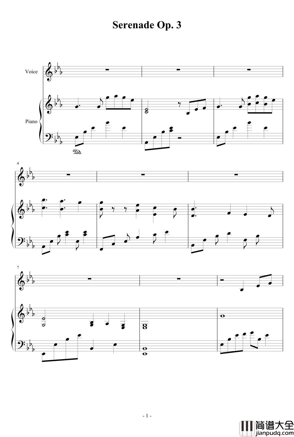 Serenade_Op._3钢琴谱_夏日梦舞