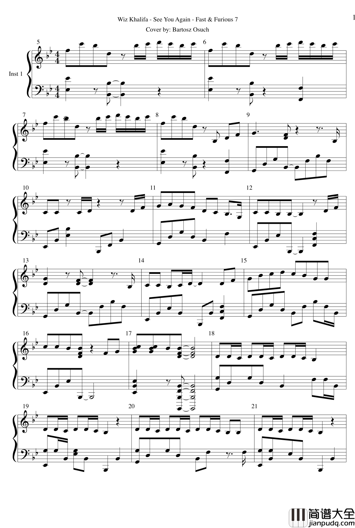 see_you_again钢琴谱_保罗