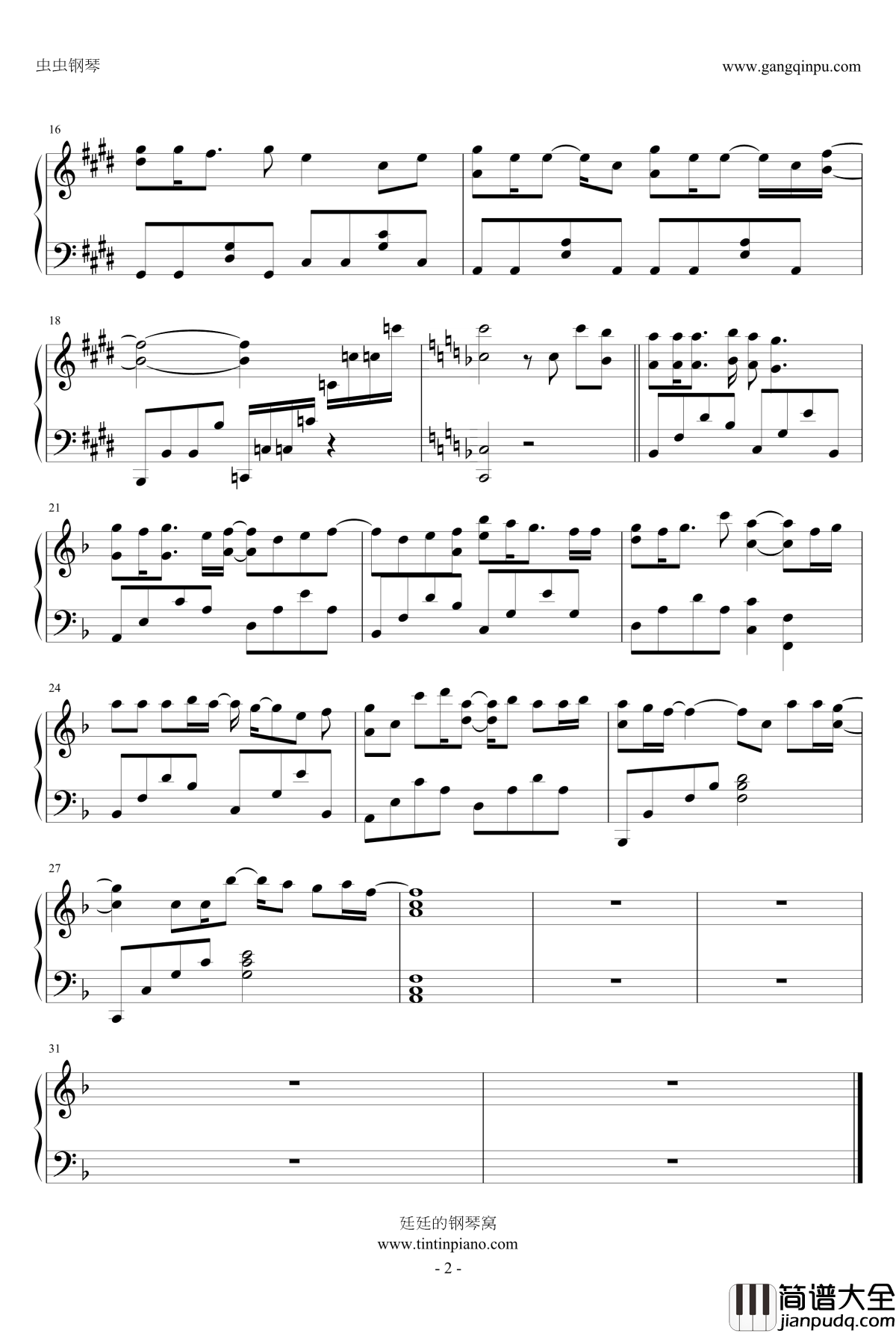 君と僕_なきむし钢琴谱_TV_.version_沢井美空