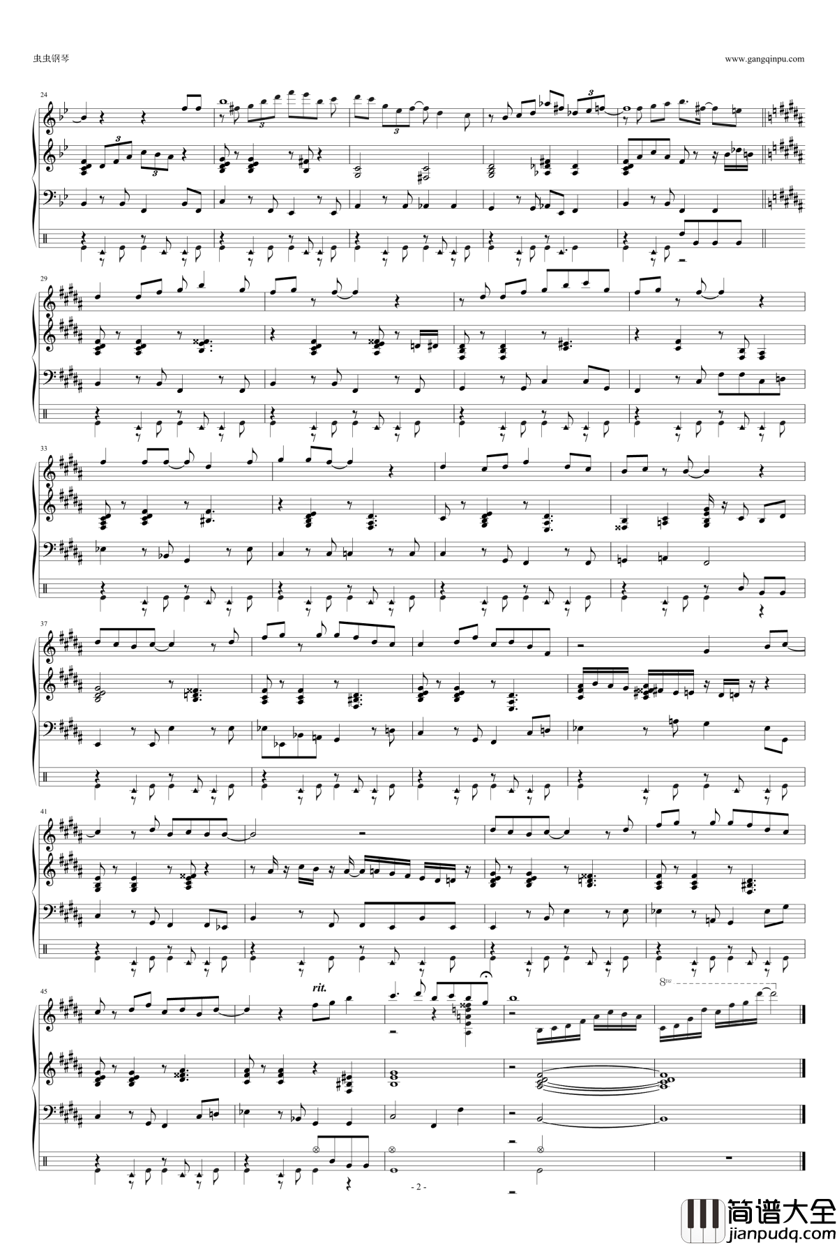 茉莉花钢琴谱_bossa_三行+鼓_曹格