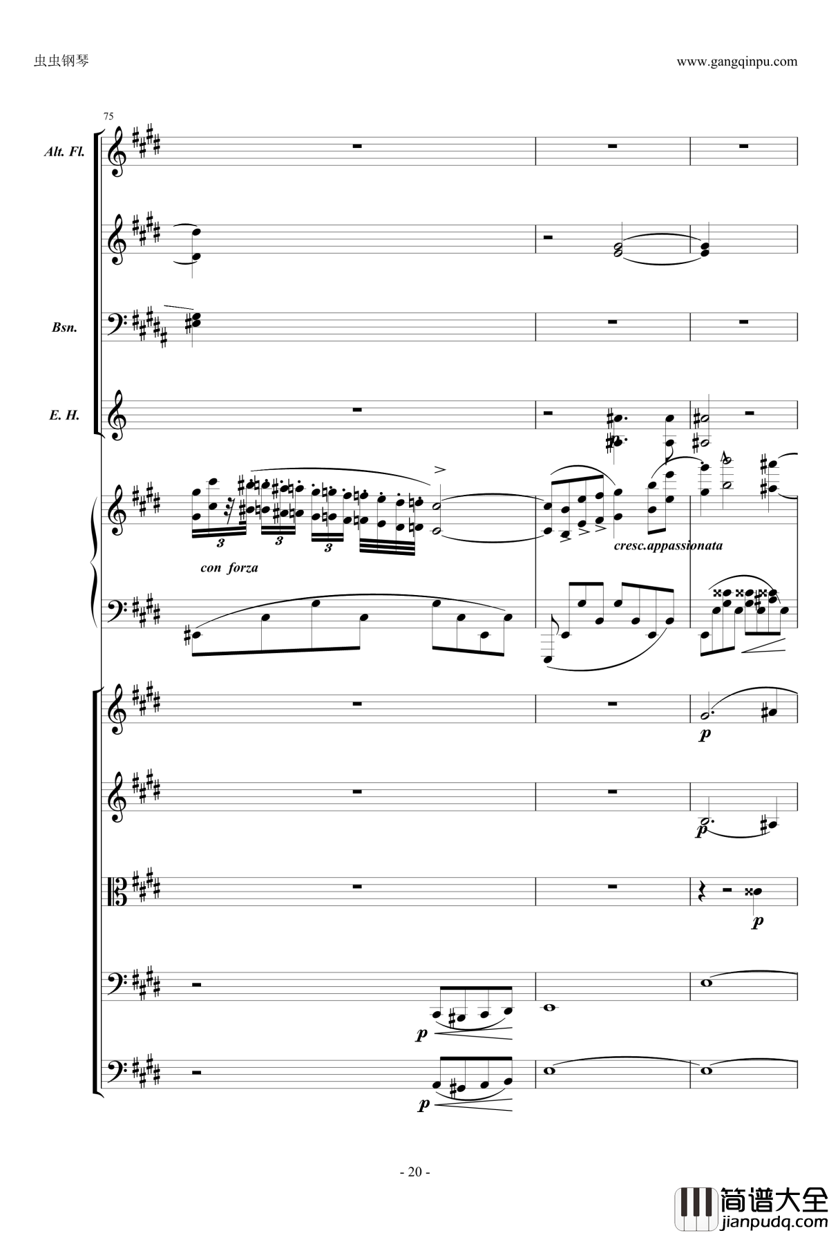 萧邦第一钢琴协奏曲第二乐章钢琴谱_肖邦_chopin