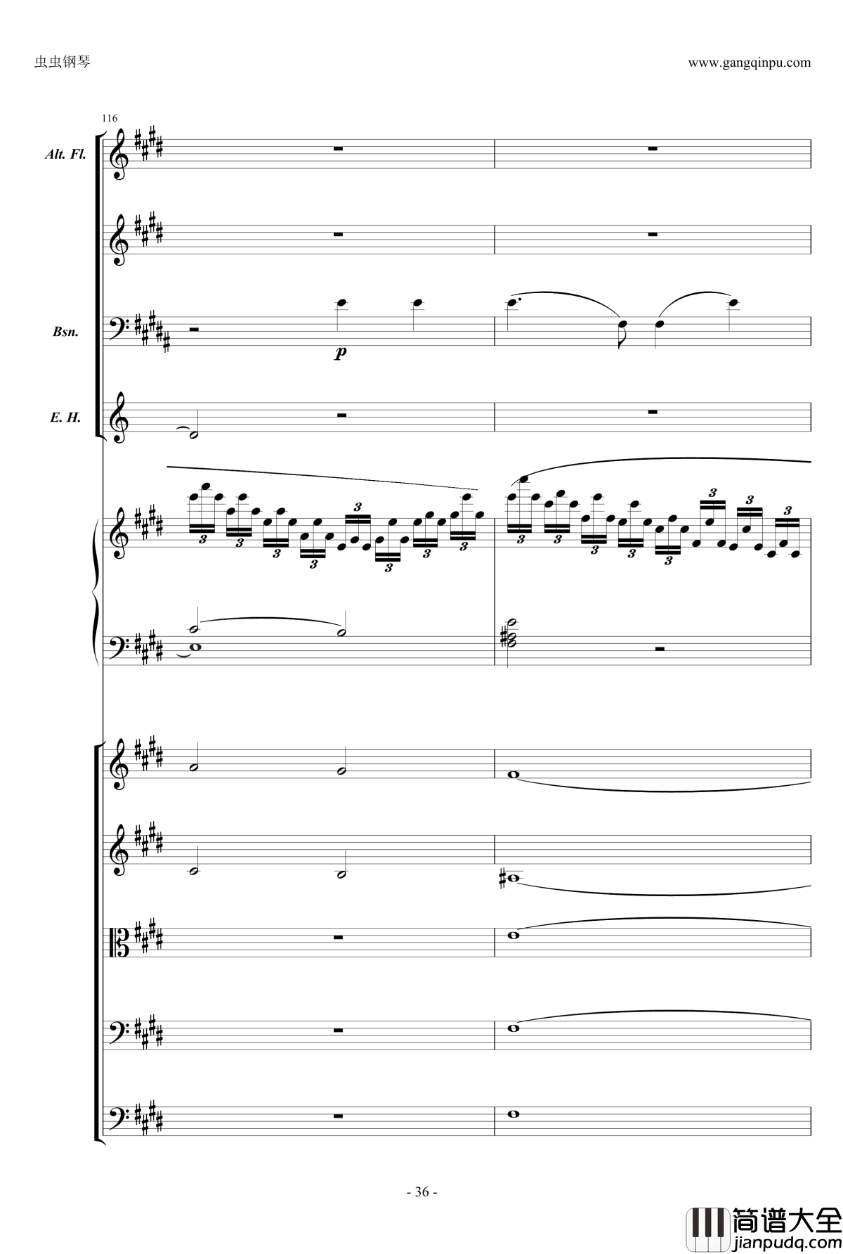 萧邦第一钢琴协奏曲第二乐章钢琴谱_肖邦_chopin