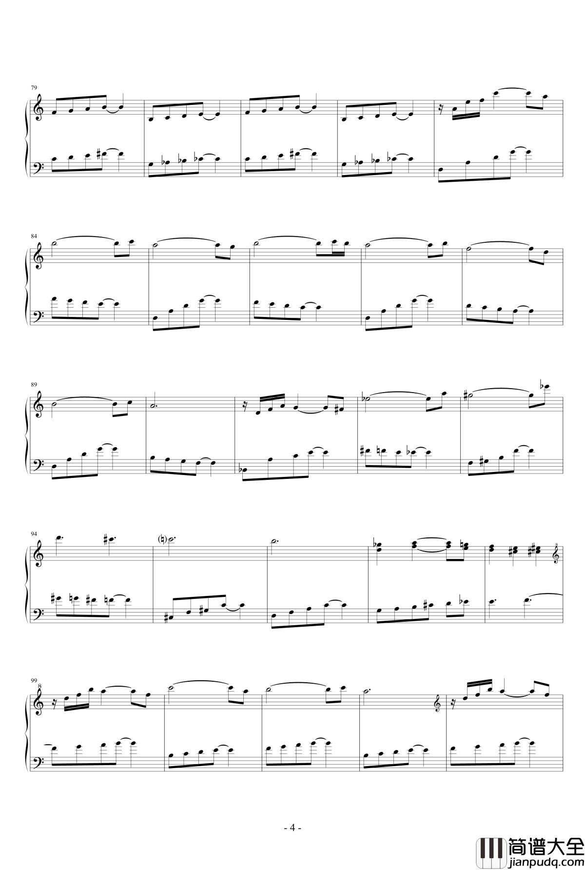 长发公主钢琴谱_配乐集升c小调