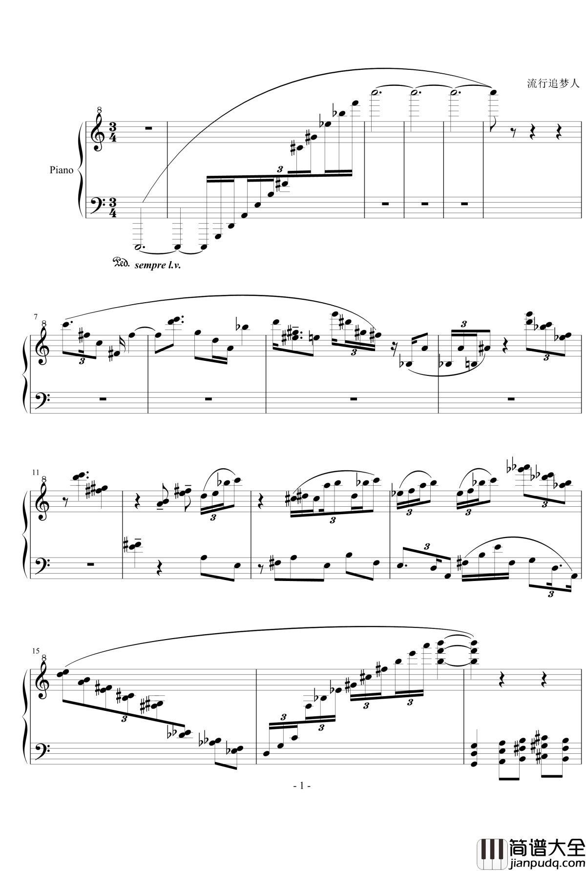 我只听见鸟叫声和雷声钢琴谱_流行追梦人