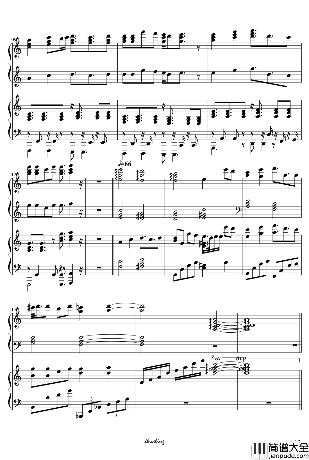 残酷天使的行动纲领钢琴谱_双钢琴爵士版_EVA_OP