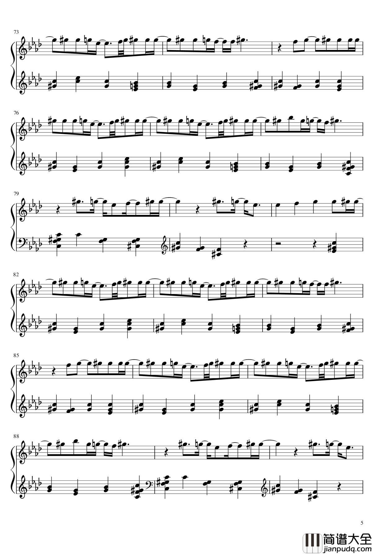 last_snow钢琴谱_松下优也