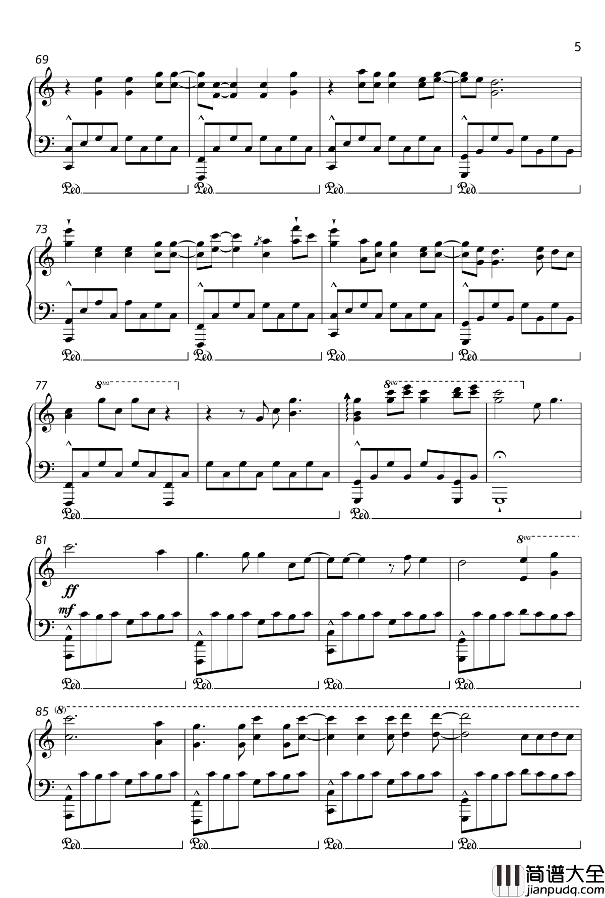 你从未离去钢琴谱_雪岭熊风