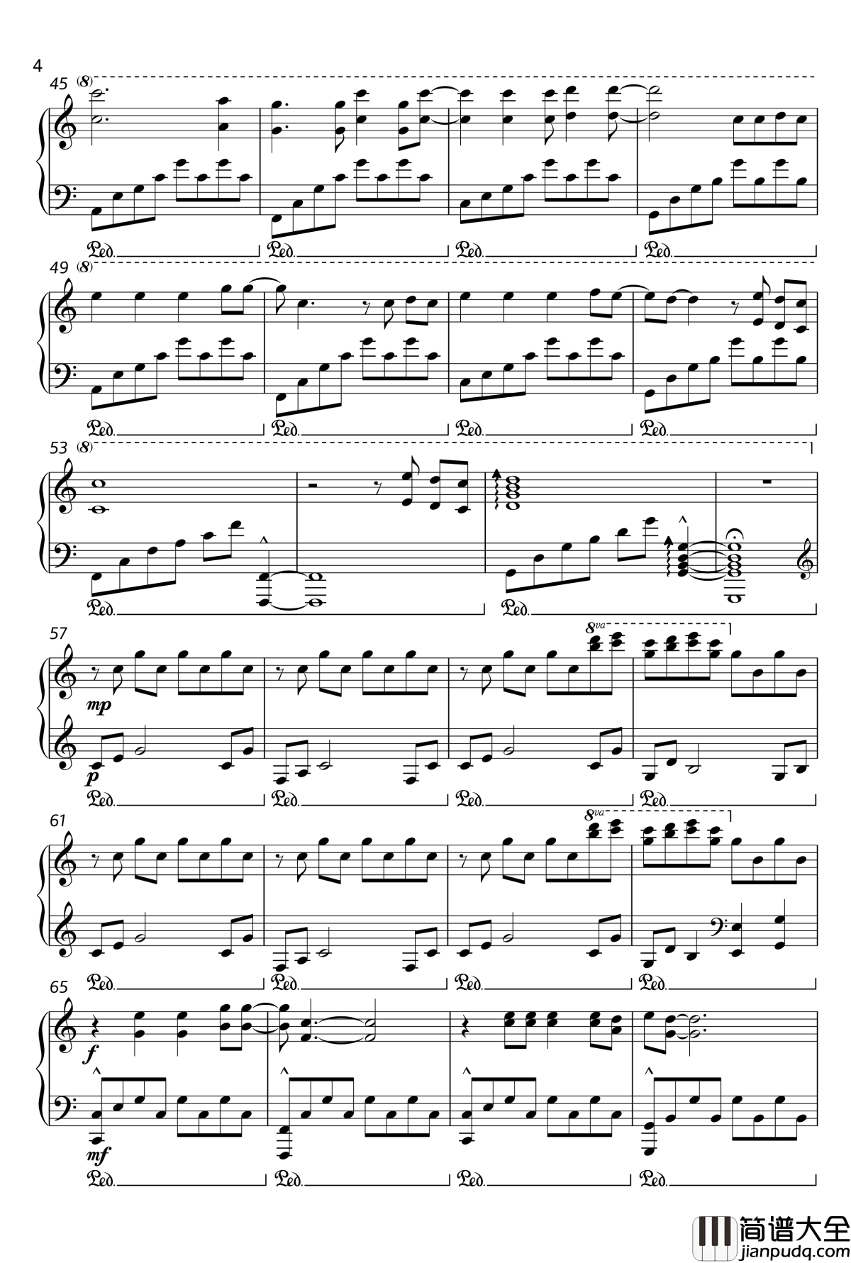 你从未离去钢琴谱_雪岭熊风