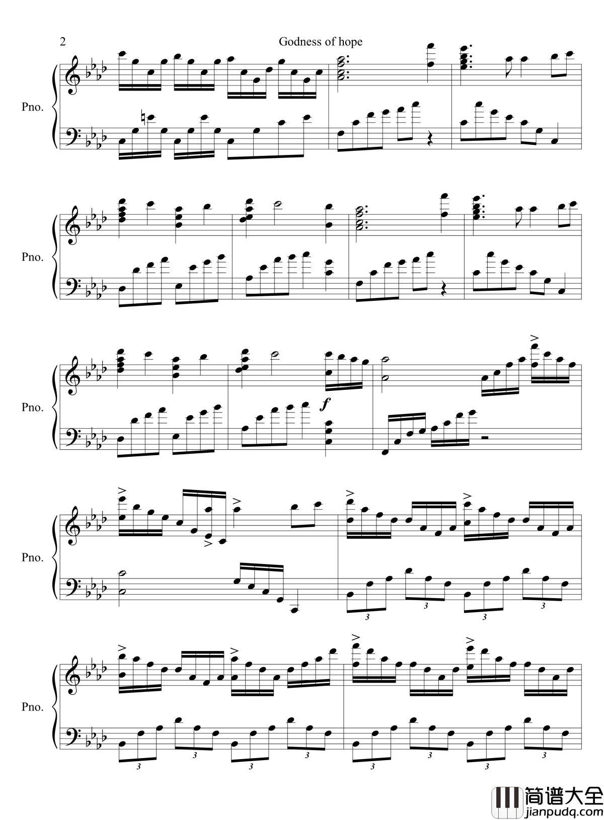 Godness_of_hope钢琴谱_尾浦游纪