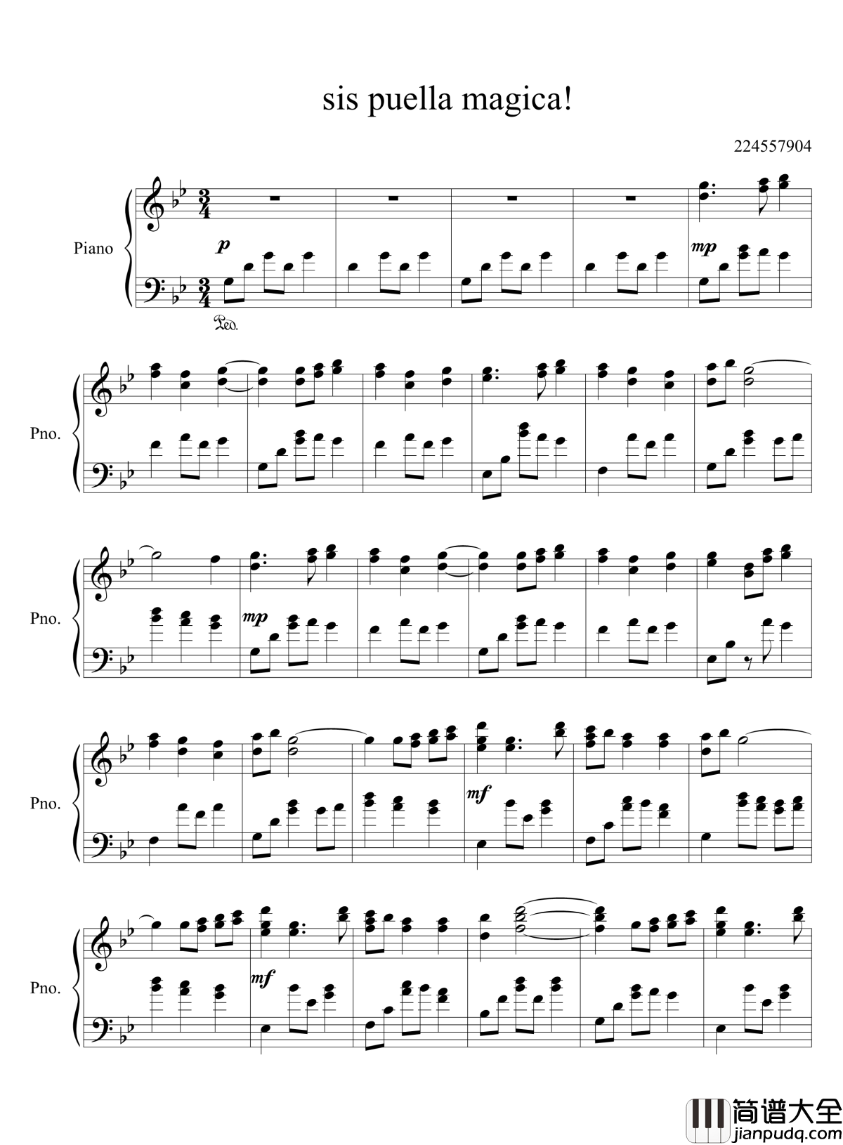 sis_puella_magica钢琴谱_尾浦游纪