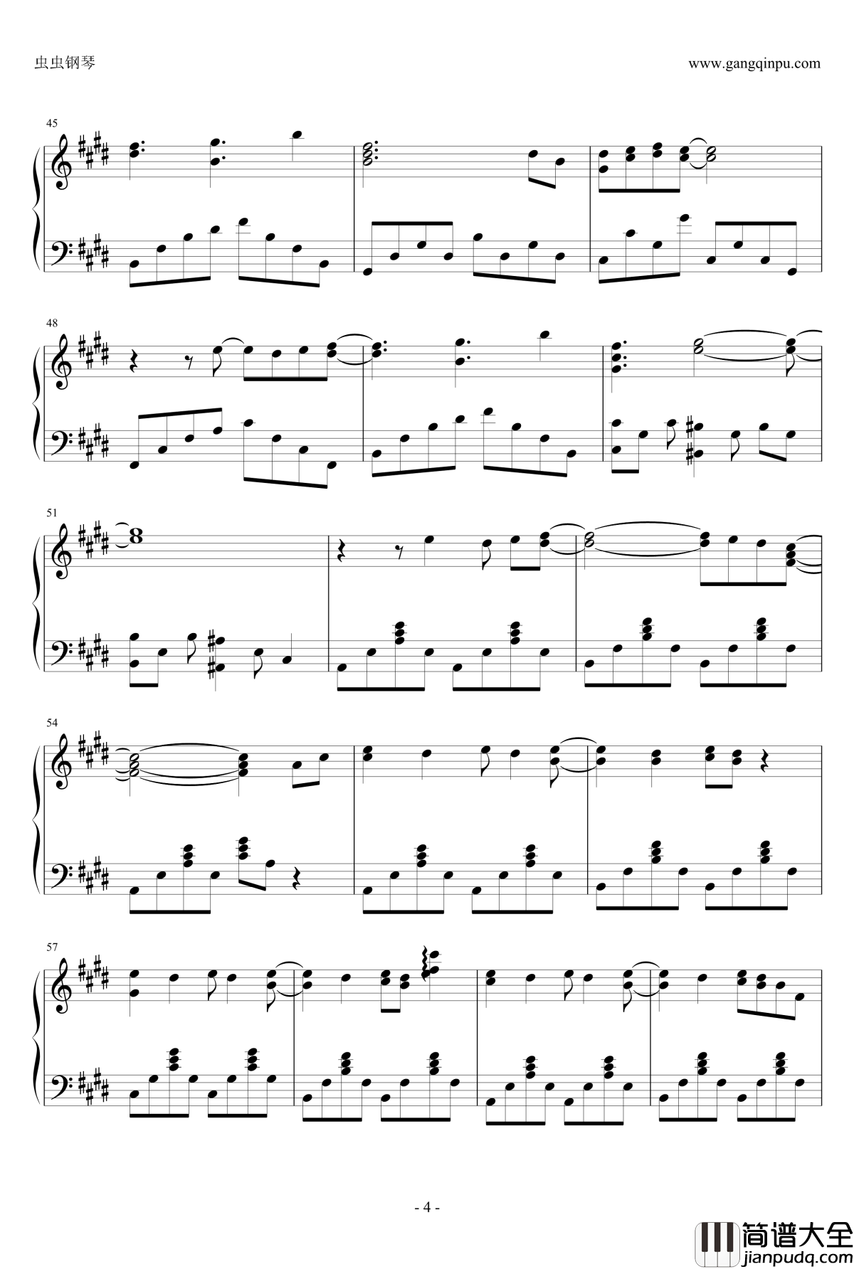 届かない恋钢琴谱_白色相簿