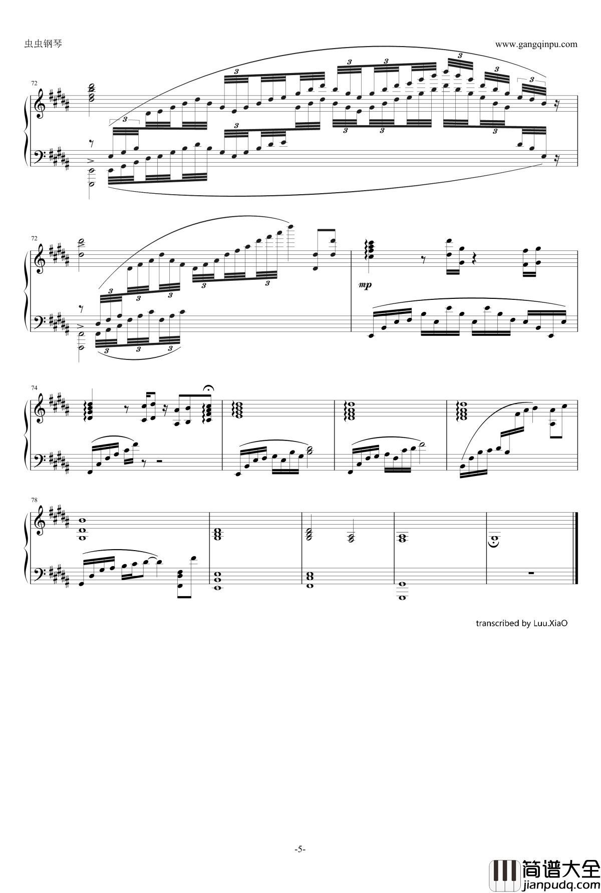 Glassy_Sky钢琴谱_东京喰种OST