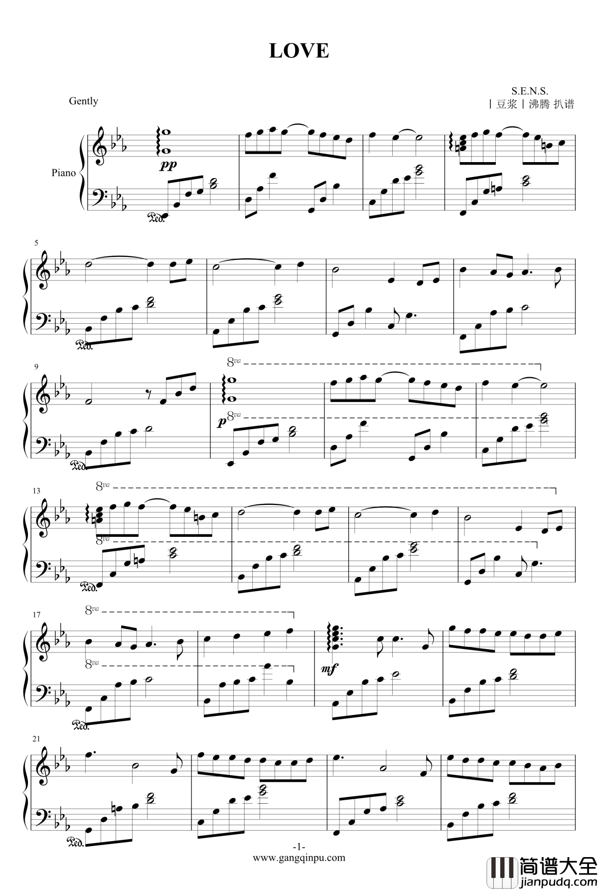 S.E.N.S.钢琴谱_LOVE_神思者