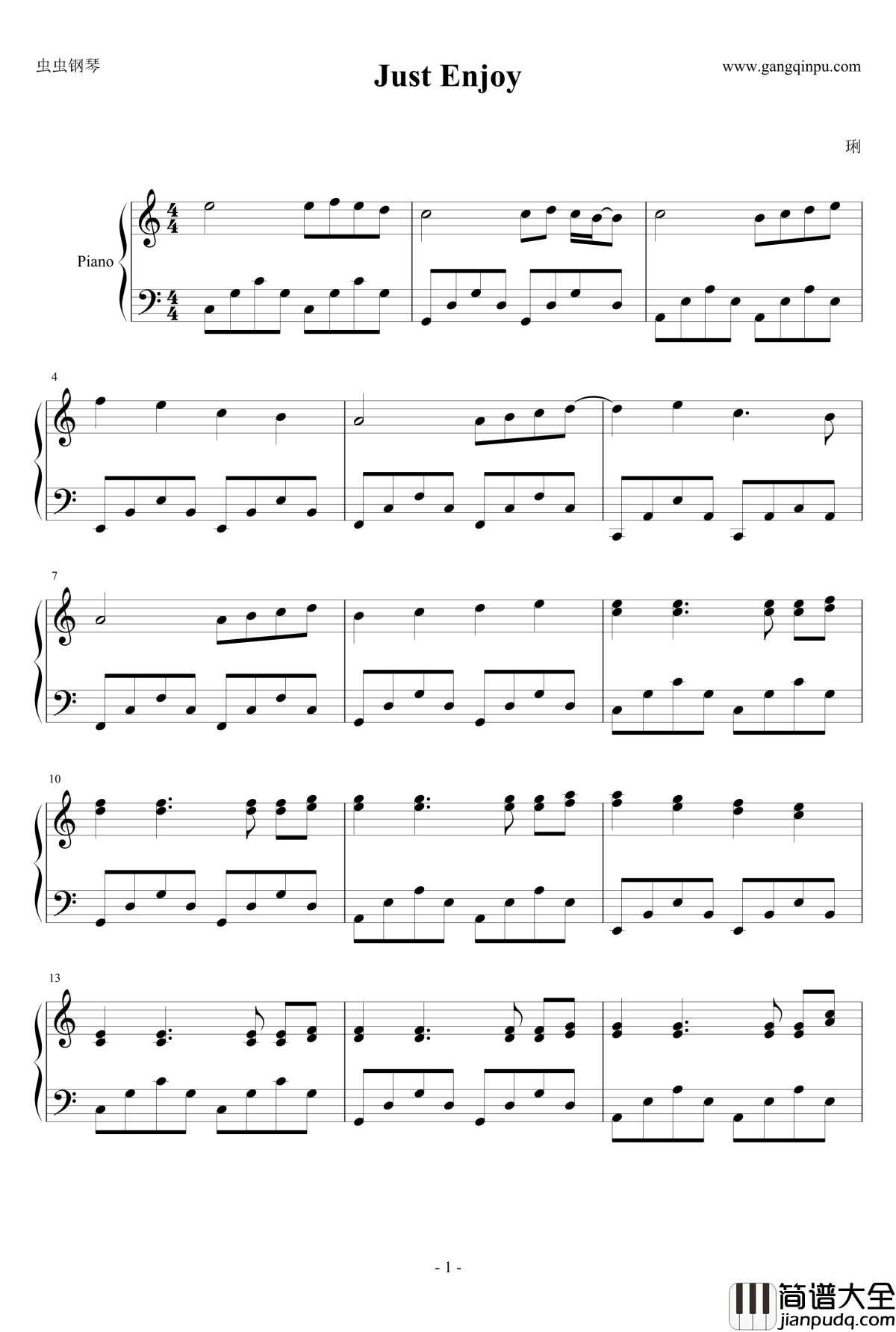 Just_Enjoy钢琴谱_莘映