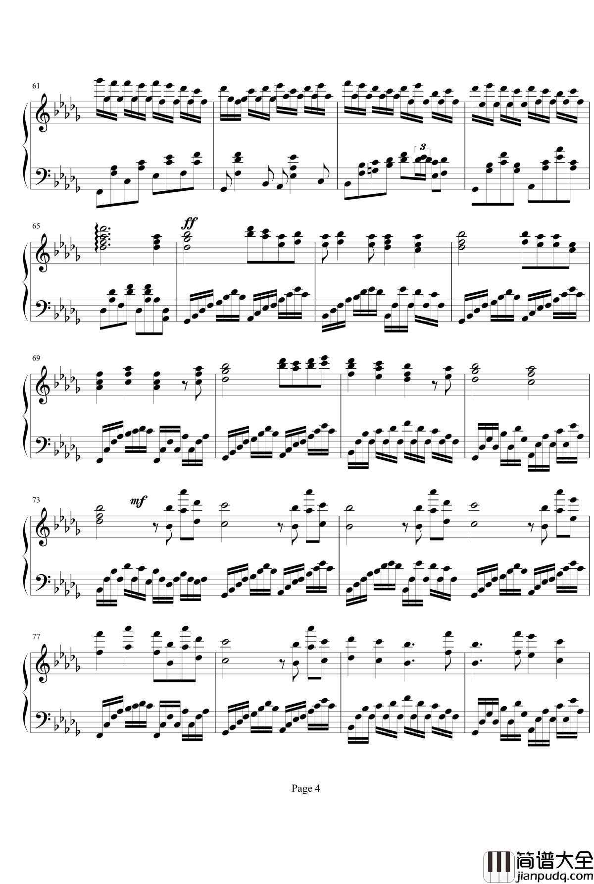 蒲公英之路钢琴谱_无变奏版_JUSF周存