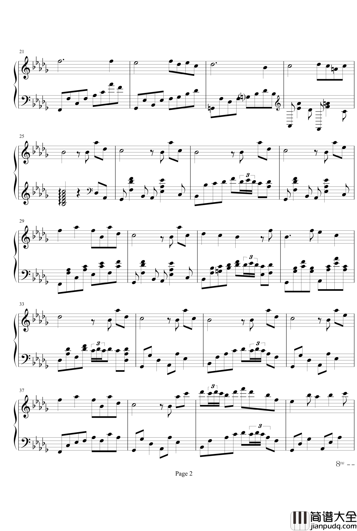 蒲公英之路钢琴谱_无变奏版_JUSF周存