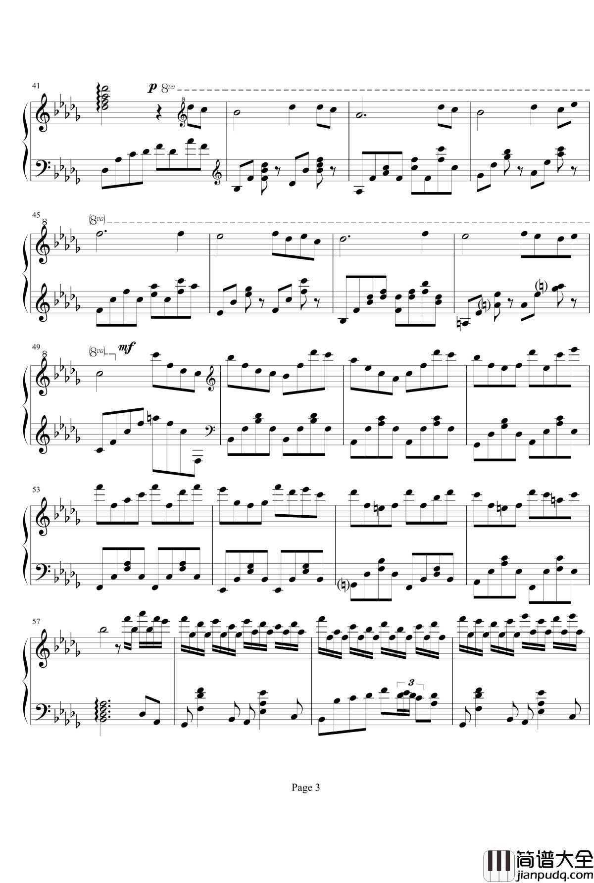 蒲公英之路钢琴谱_无变奏版_JUSF周存