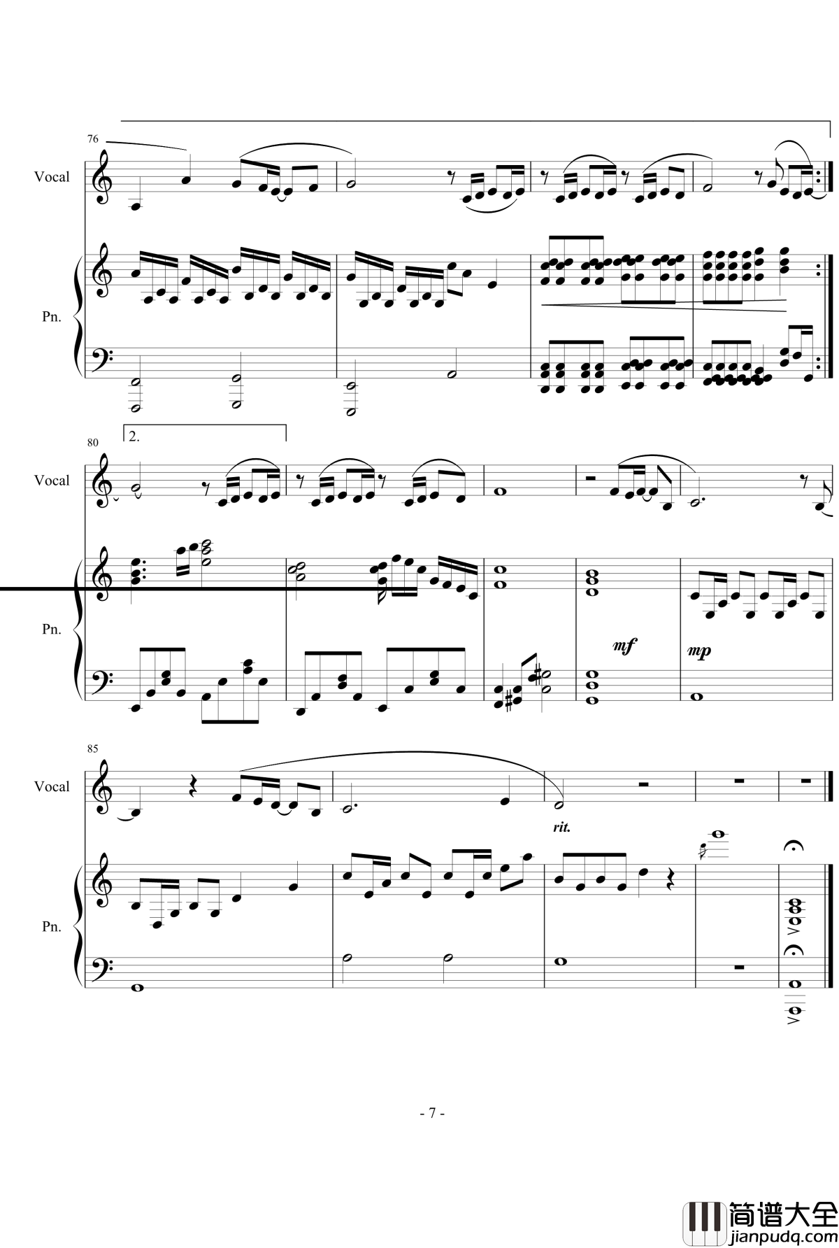 可惜没如果钢琴谱_弹唱_完整详细版_林俊杰