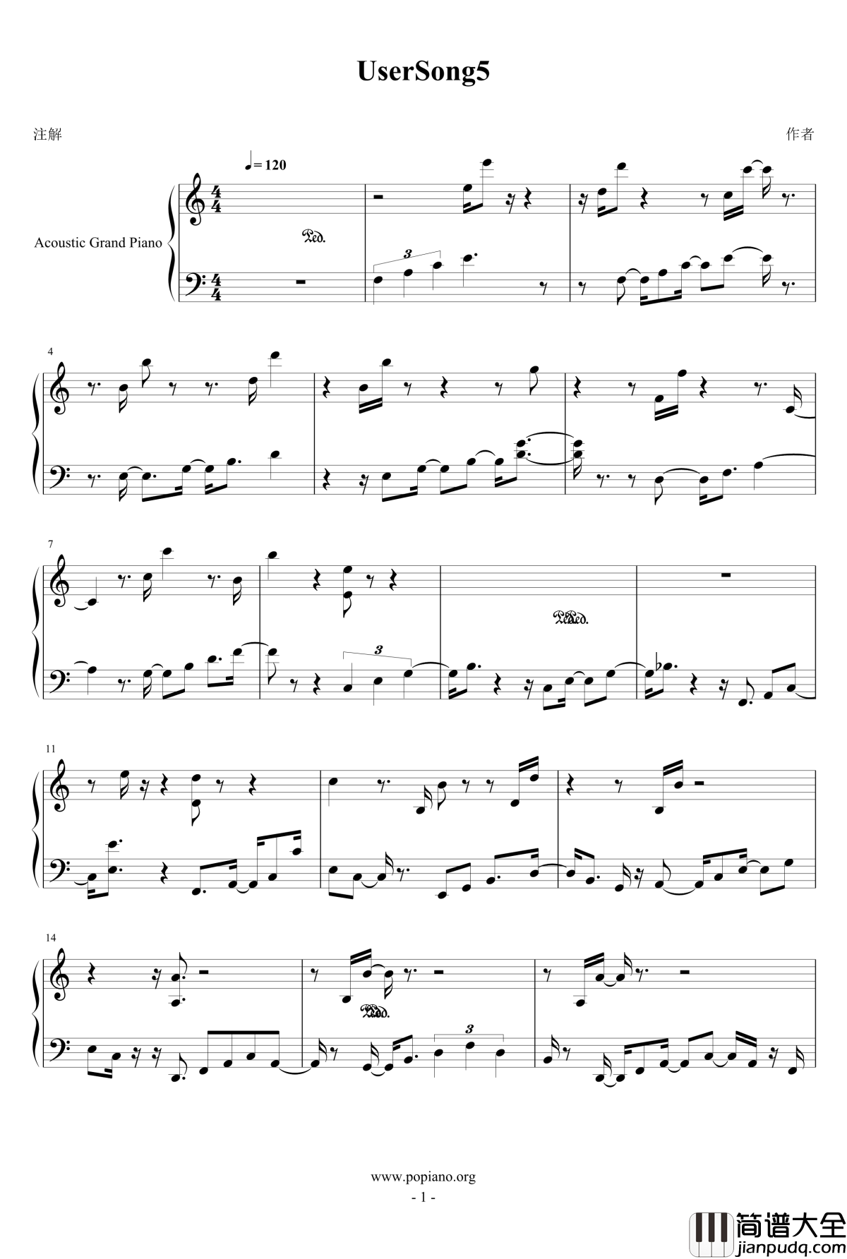 钢琴日记钢琴谱_6月12日_eggming