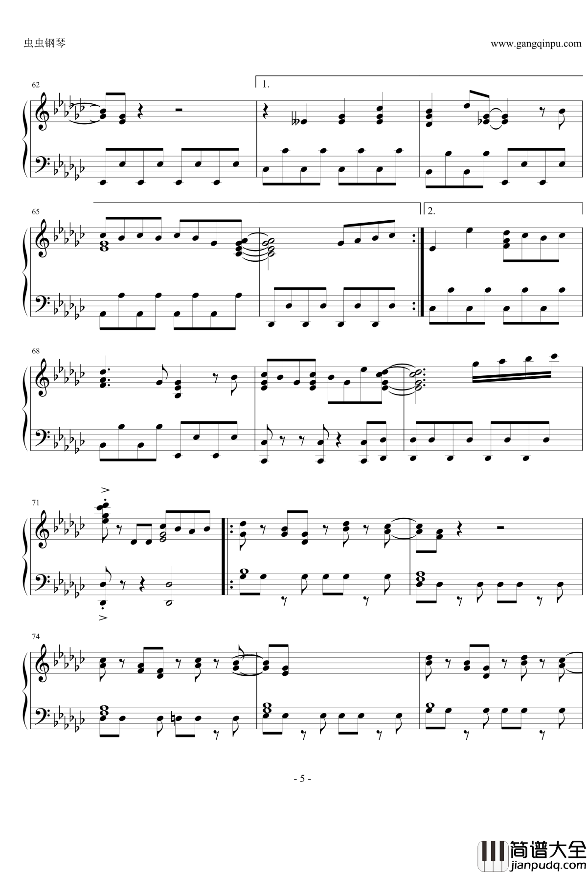 龙猫原版钢琴谱_久石让