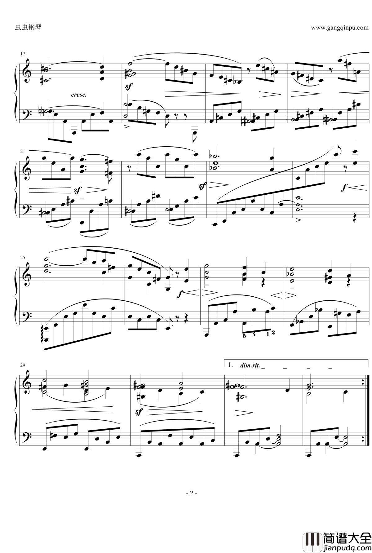 间奏曲Op.118_No.1钢琴谱_勃拉姆斯_Brahms