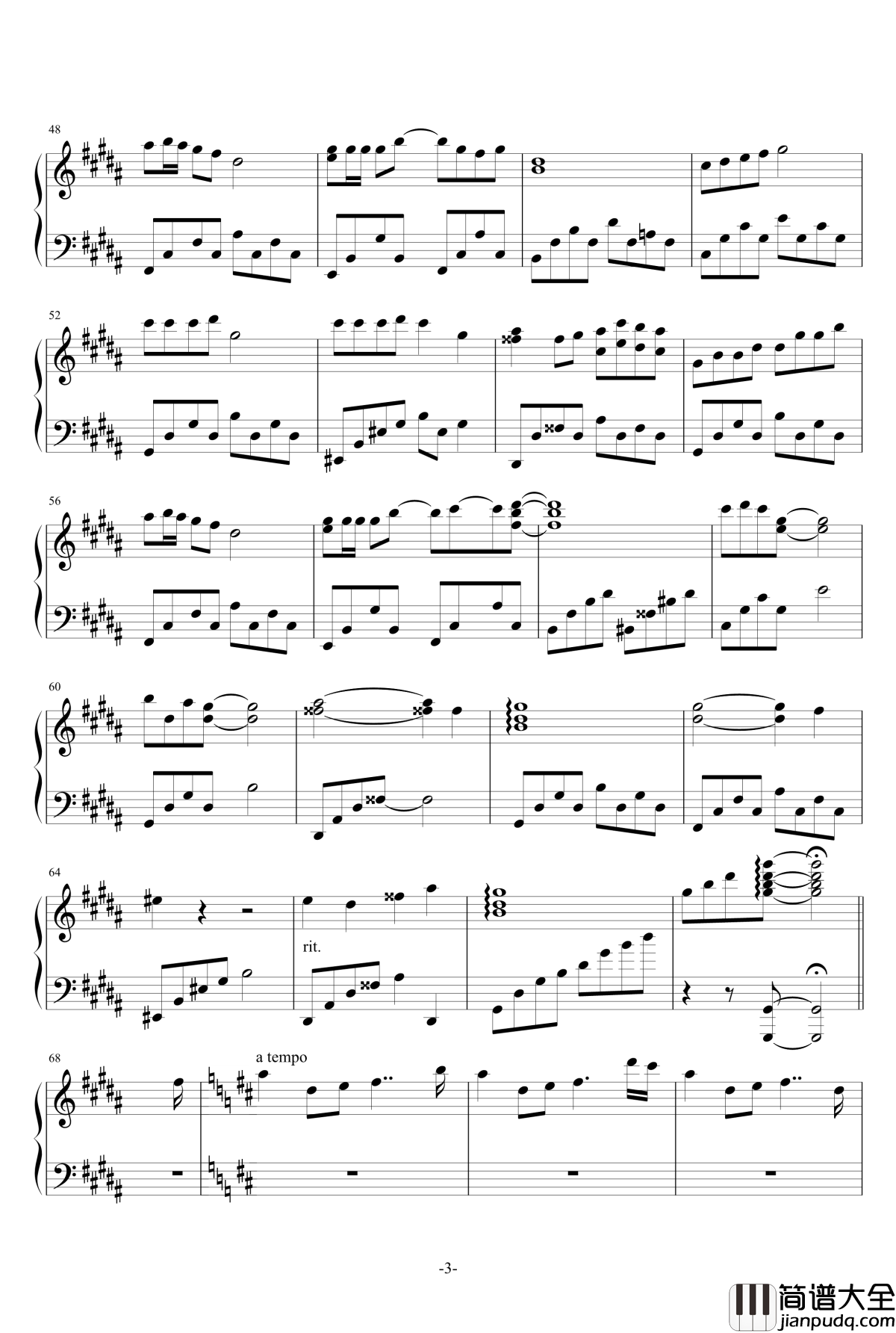 Memory钢琴谱_gta3vcsa