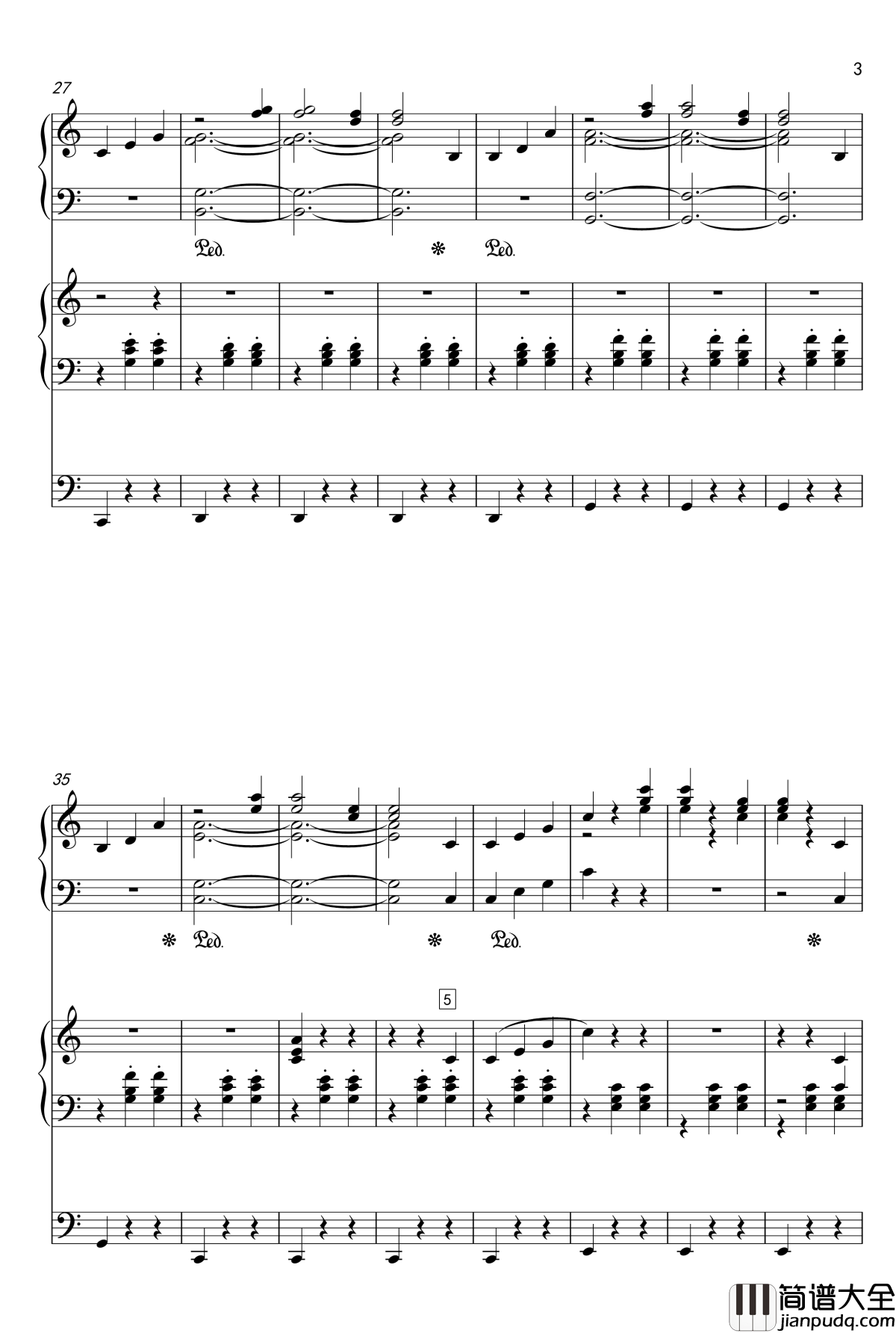 蓝色多瑙河钢琴谱_幼儿钢琴_双排键协奏版_王秉坤