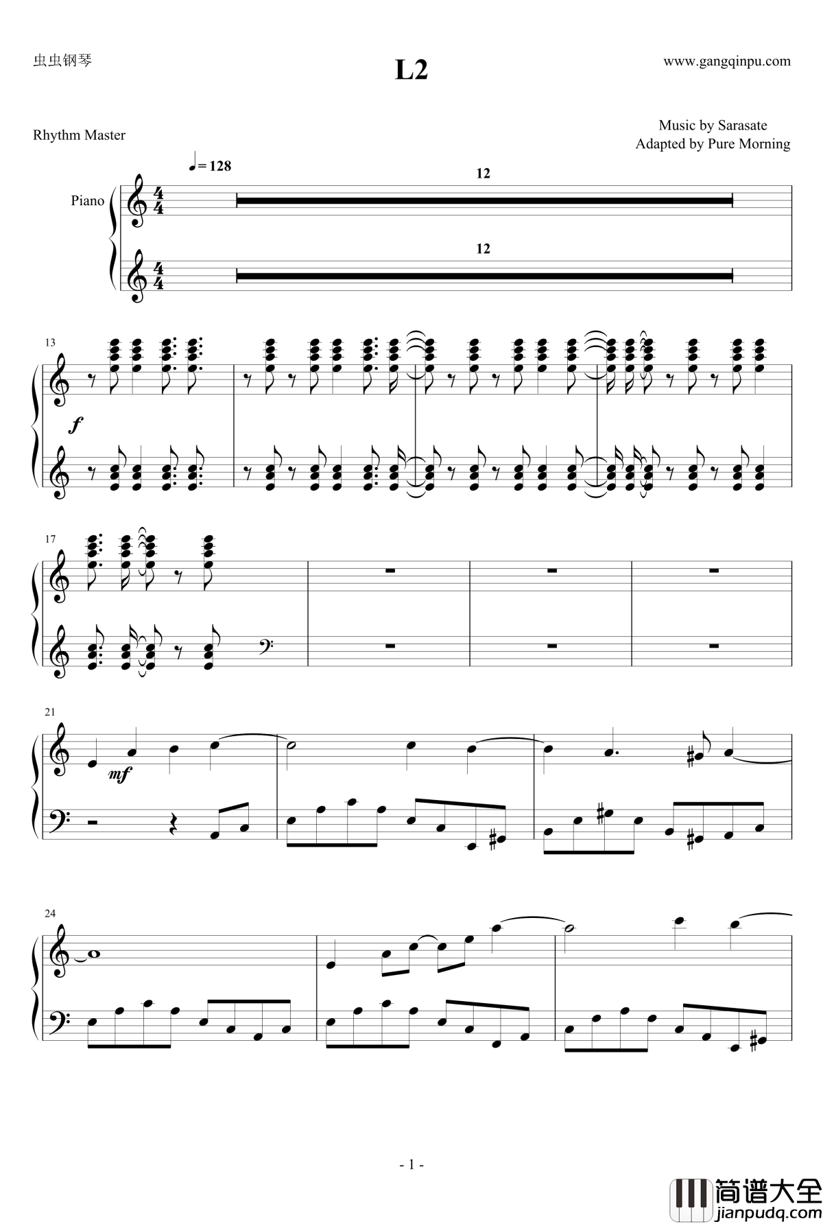 L2钢琴谱_Pure_Morning