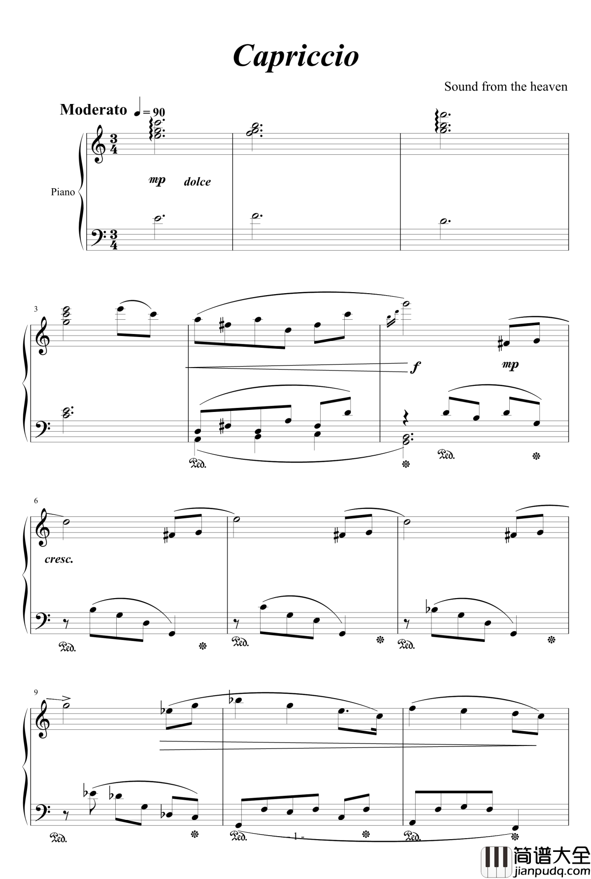 随想曲钢琴谱_天籁传声