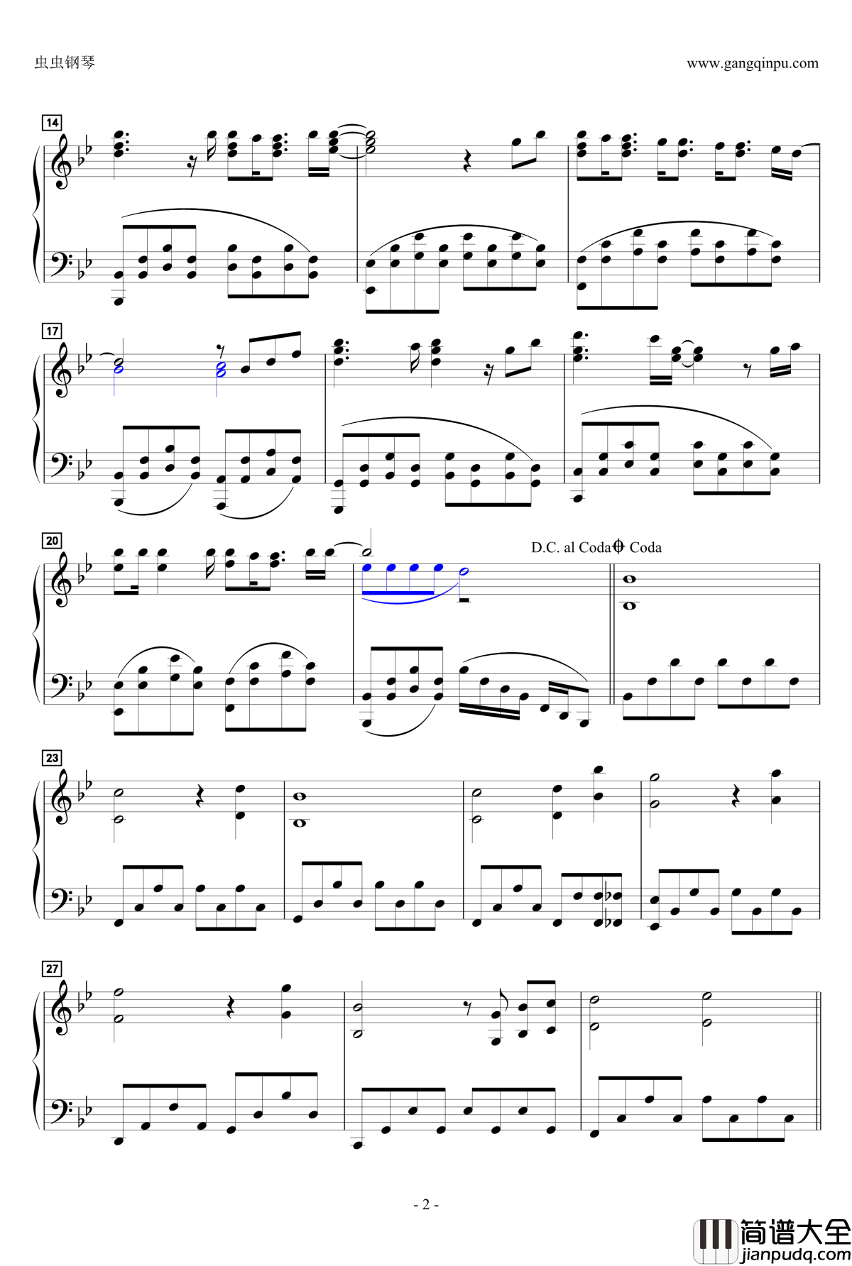 蒼空のモノローグ钢琴谱_动漫