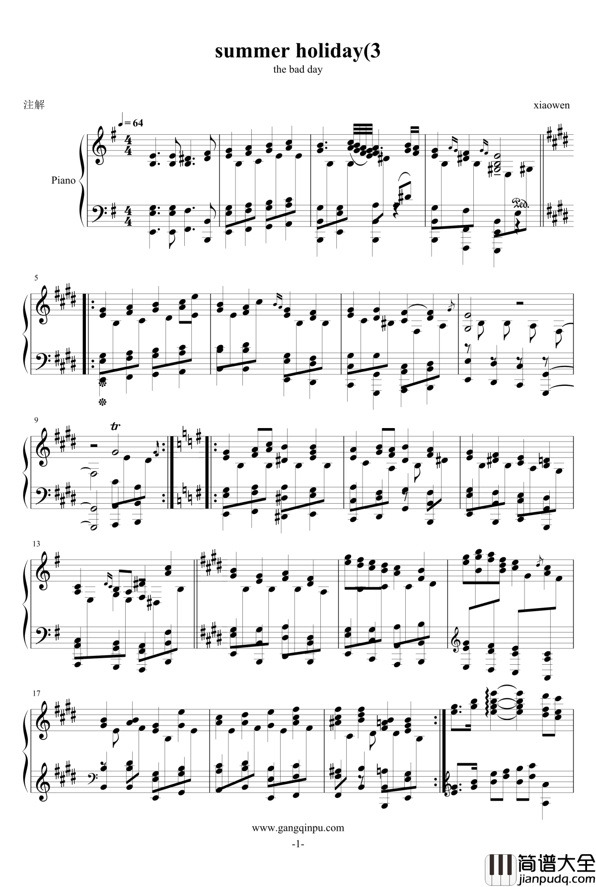 summer_holiday_3钢琴谱_一个球