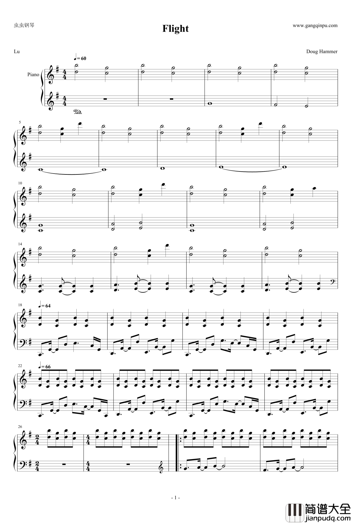 Flight钢琴谱_Doug_Hammer