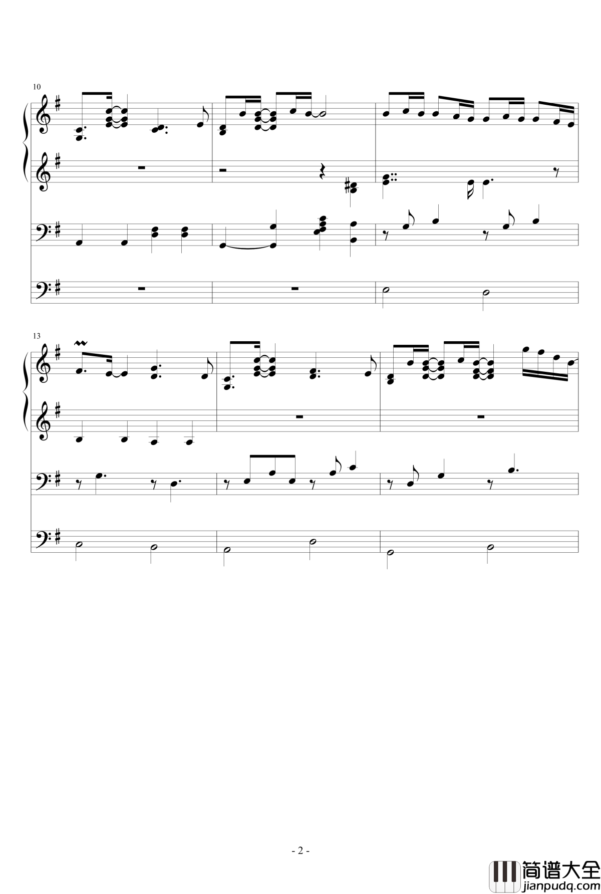 哀歌钢琴谱_平井坚