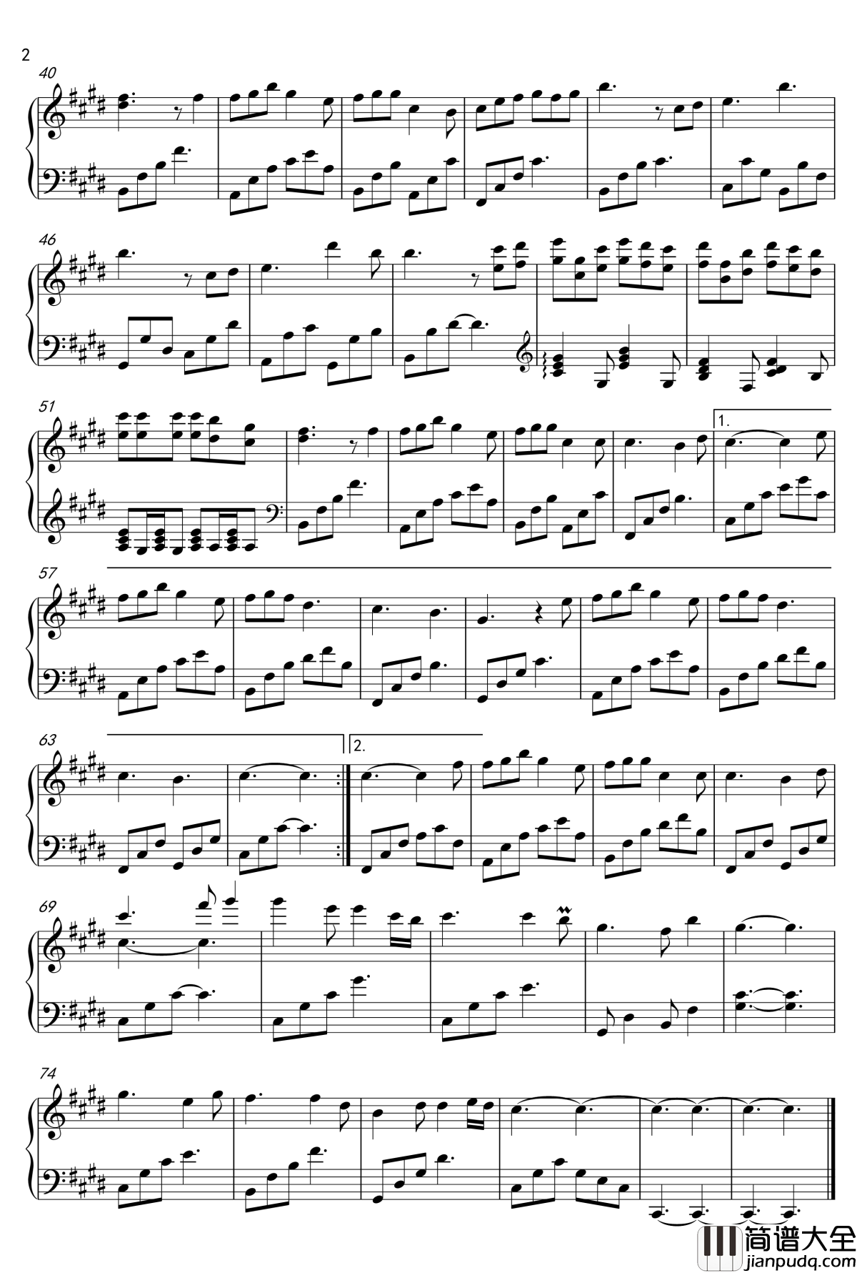 不可说钢琴谱__电视剧_花千骨_片尾曲