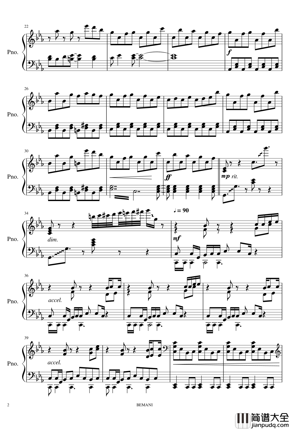 JOMANDA_钢琴谱_jubeat_copious_APPEND_DJ_YOSHITAKA